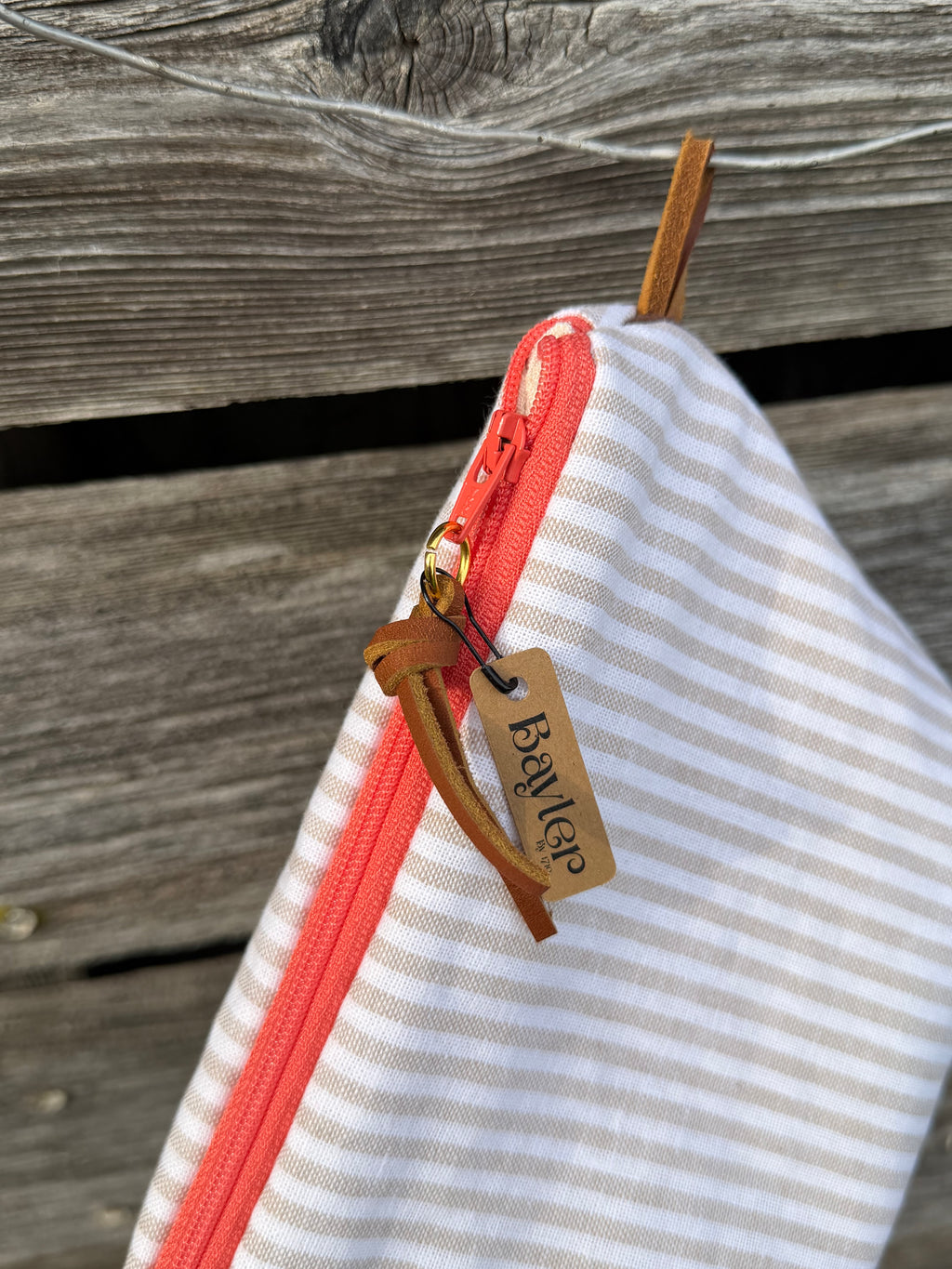 Coral Stripe Small Pouch