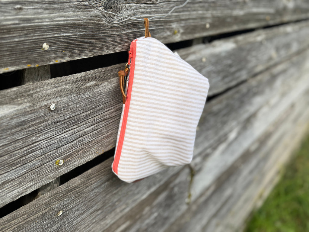 Coral Stripe Small Pouch