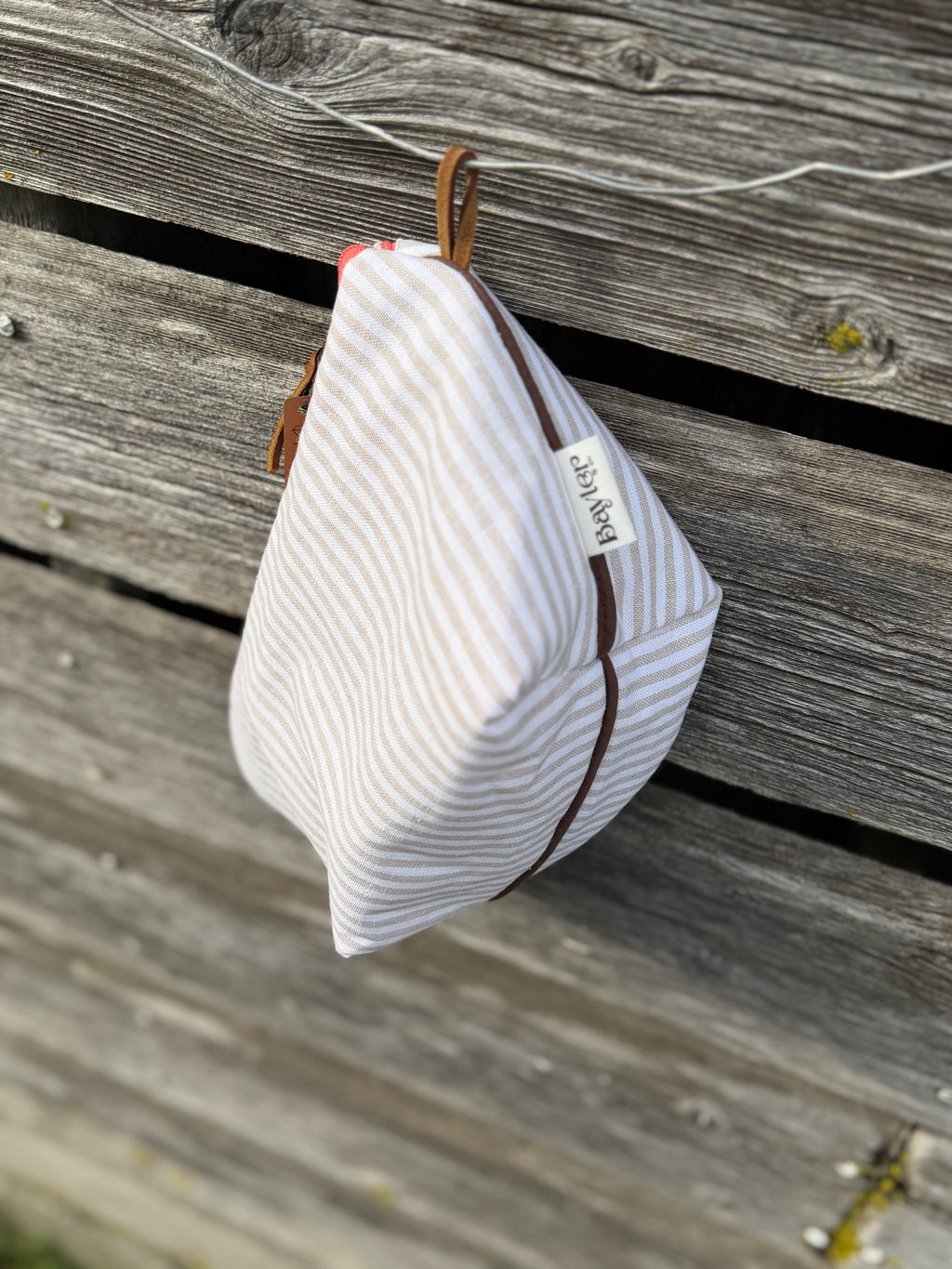 Coral Stripe Small Pouch