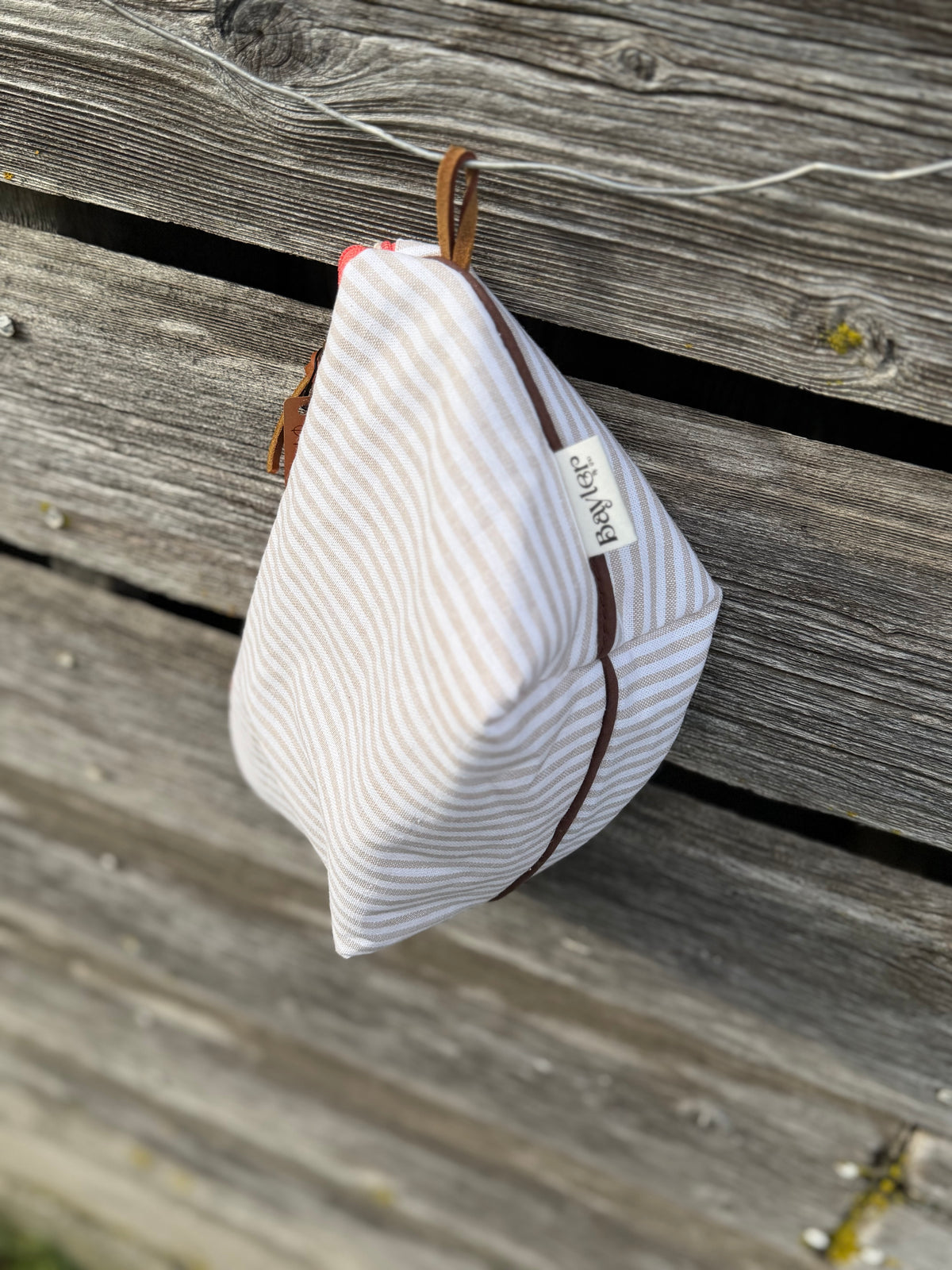 Coral Stripe Small Pouch