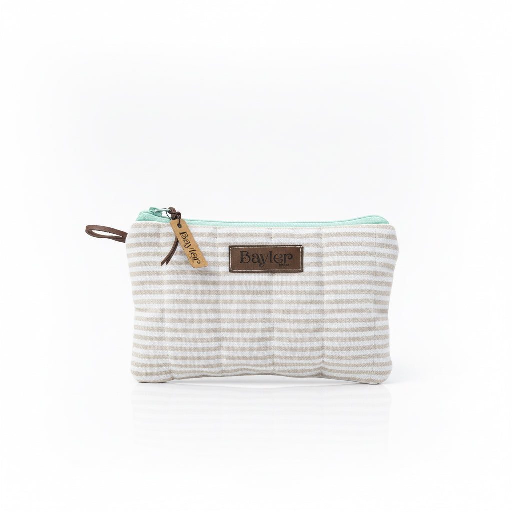 Teal Stripe Mini Flat Zip
