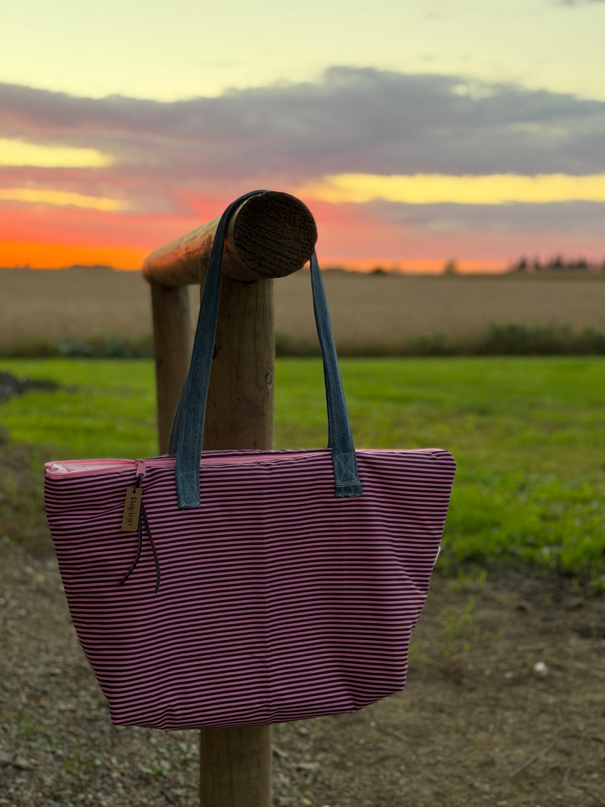Strawberry Cocoa Denim Tote
