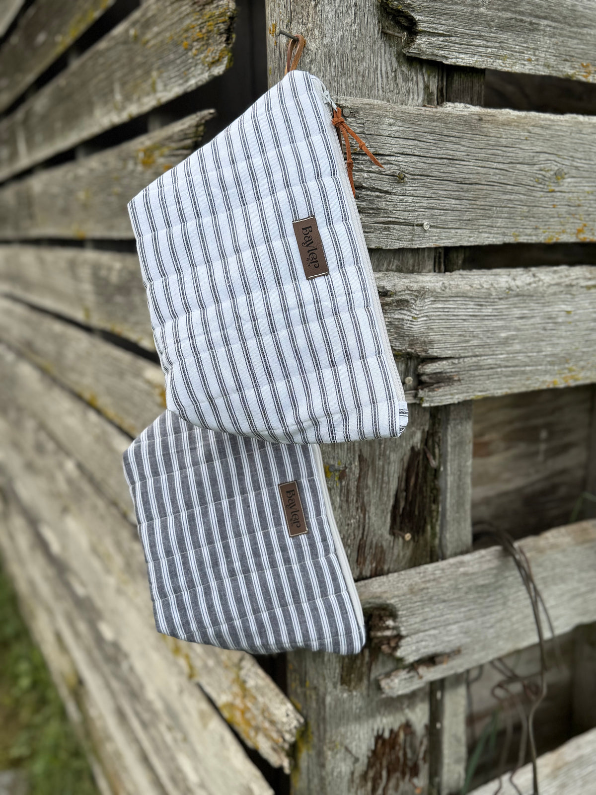 Monochrome Stripe Medium Pouch