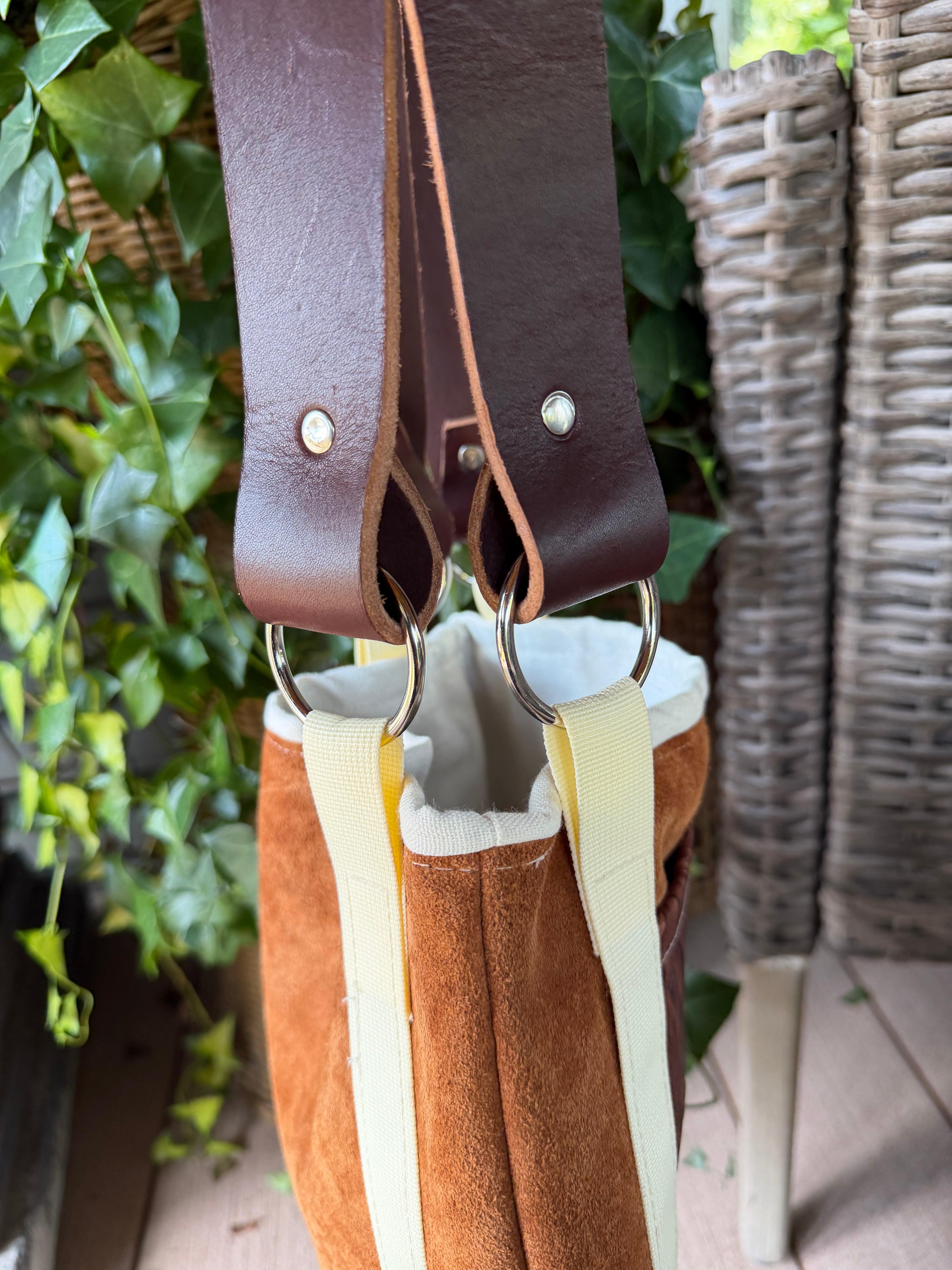 Brown Leather & Suede Small Tote