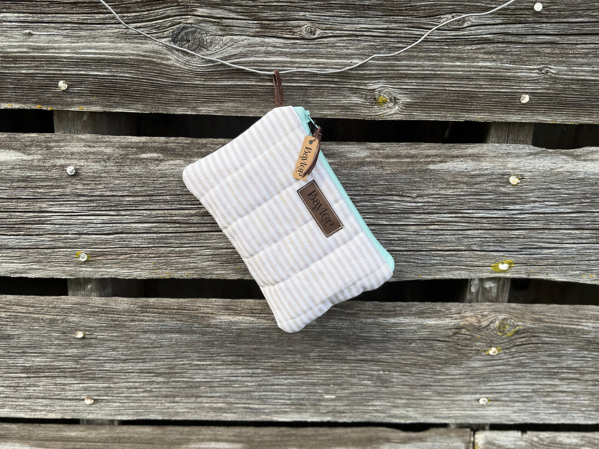 Teal Stripe Mini Flat Zip