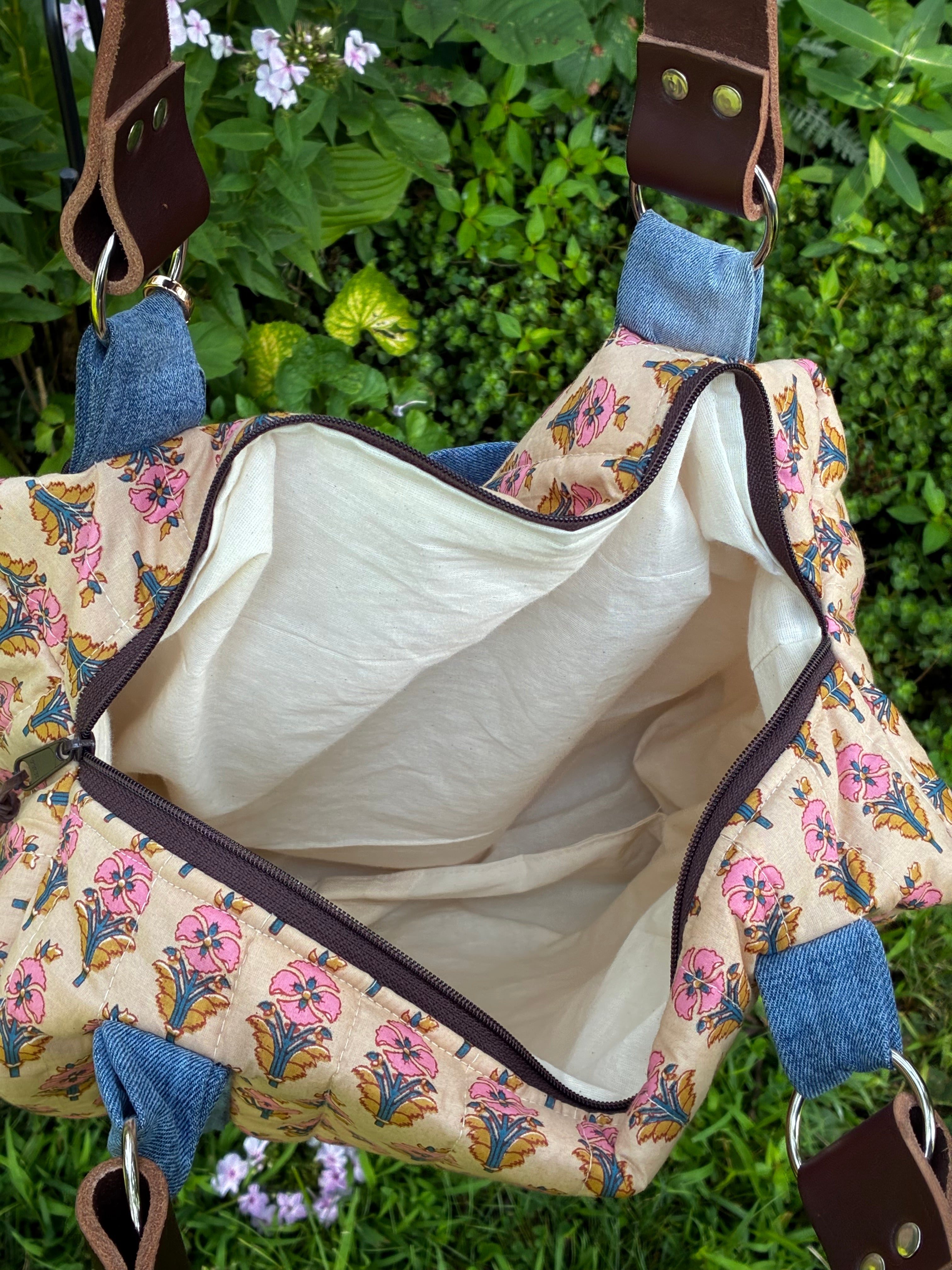 Boho Bell Bottom Denim Weekender Duffle Set