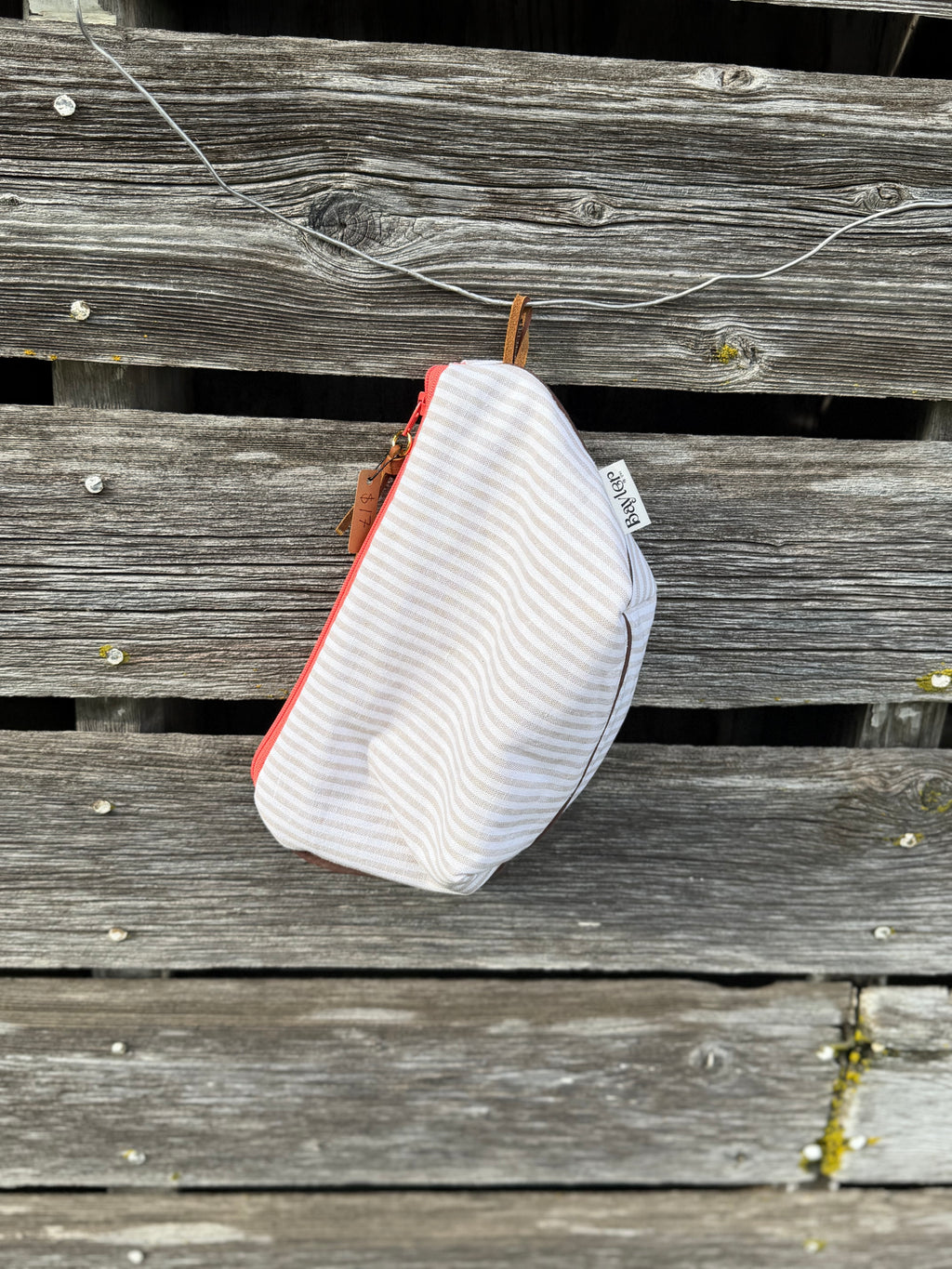 Coral Stripe Small Pouch