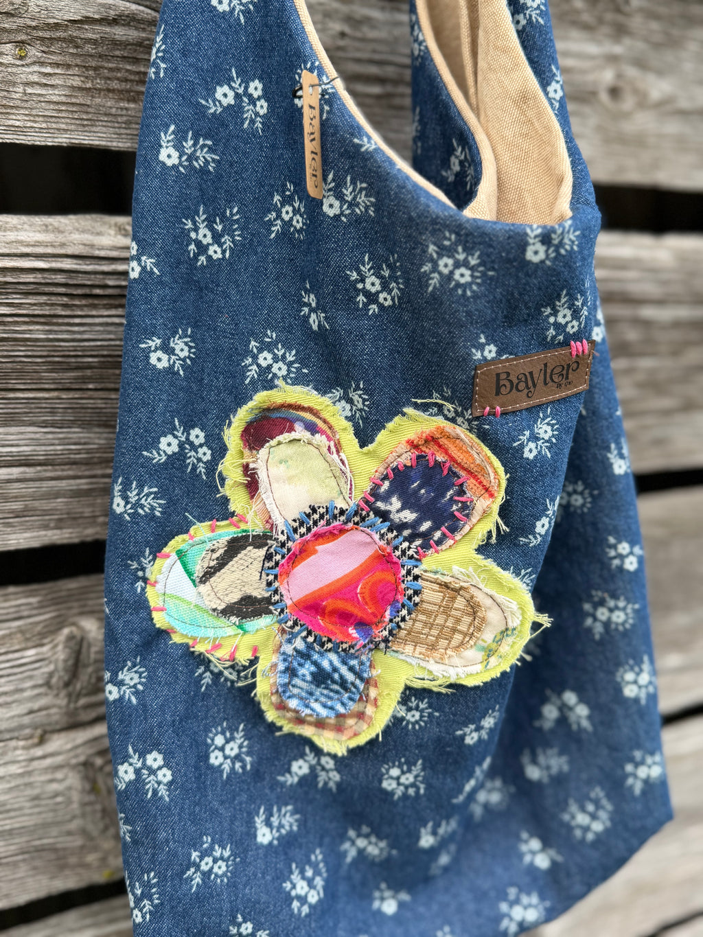 Denim Flower Patch Everyday Bag