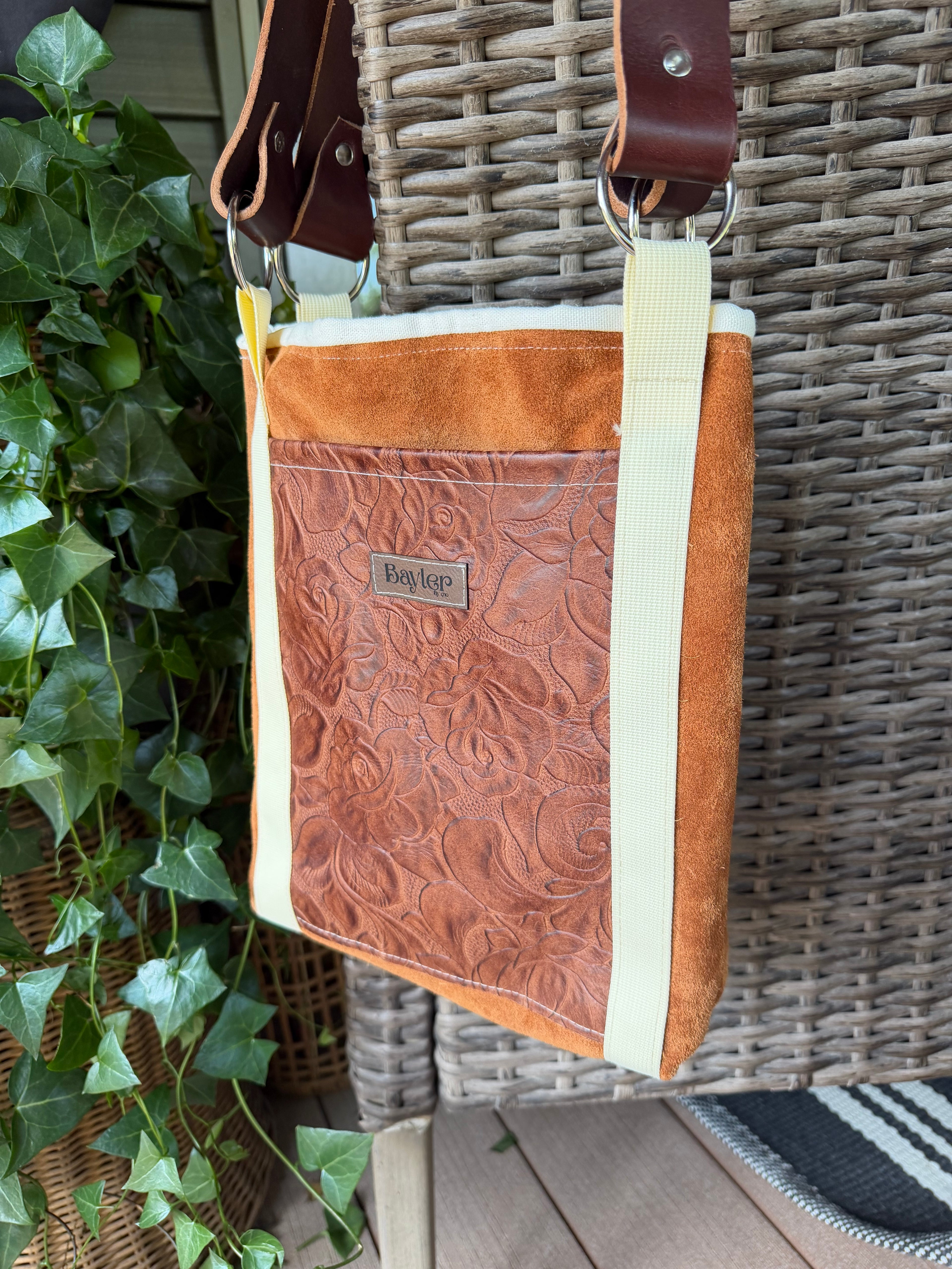 Brown Leather & Suede Small Tote