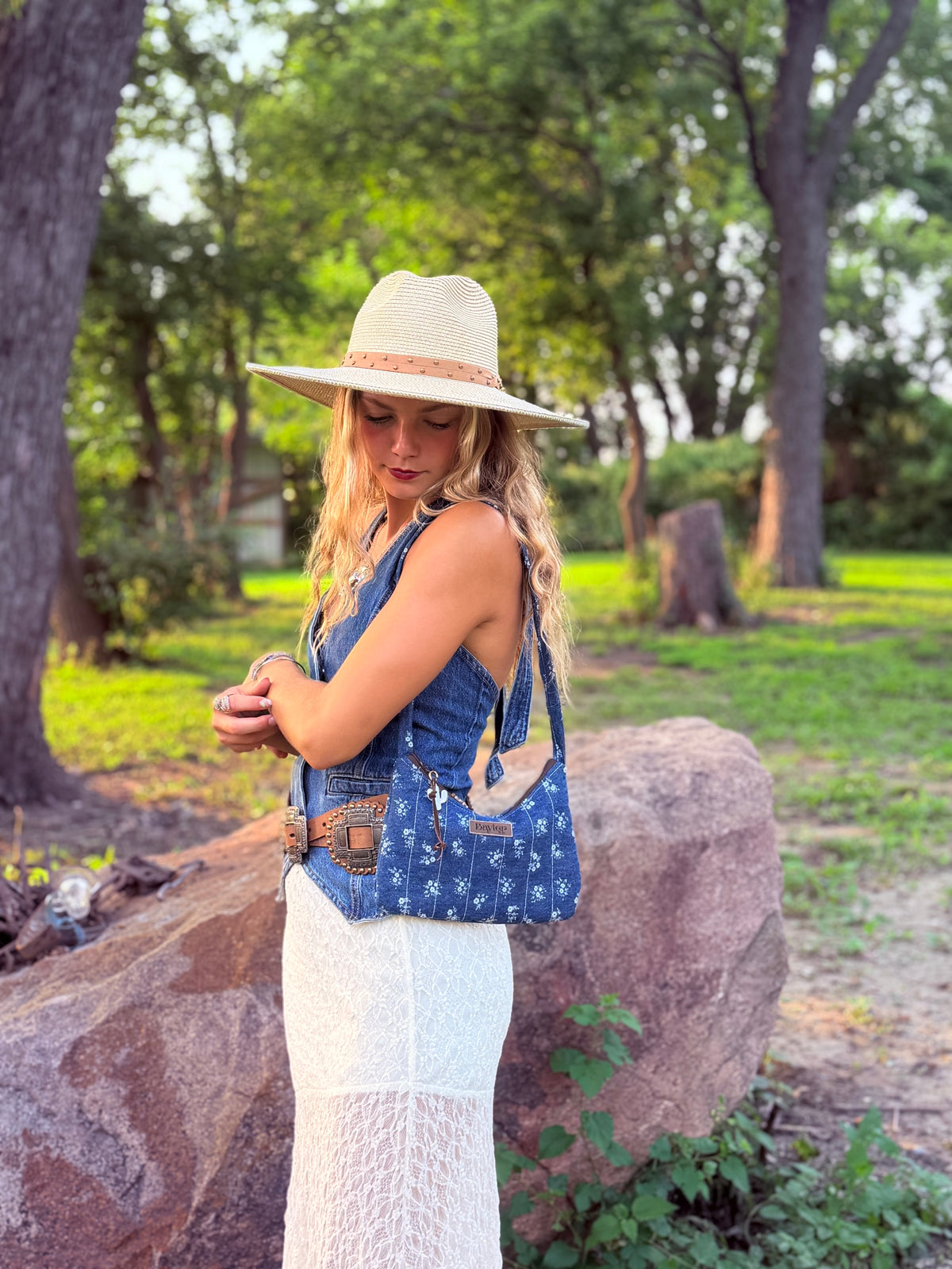Denim Flower Purse
