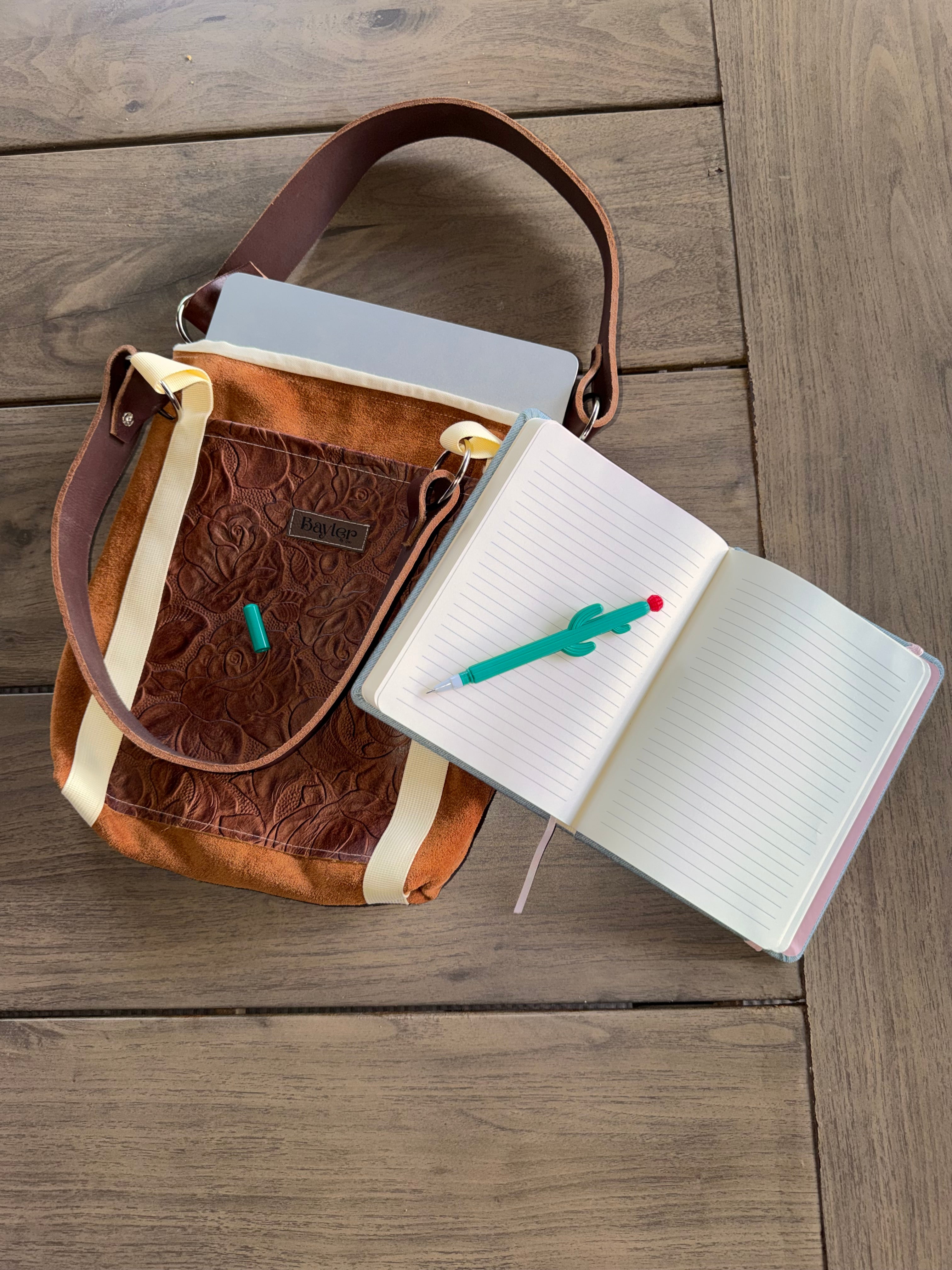 Brown Leather & Suede Small Tote