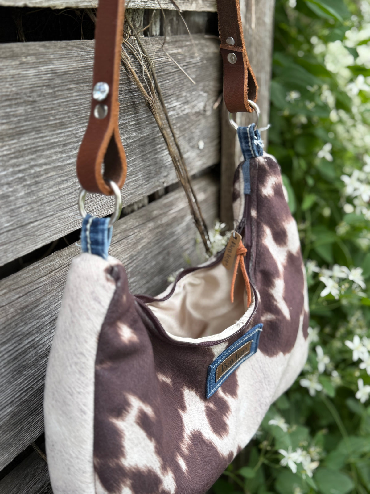 Cow Print Gold Shoulder Bag