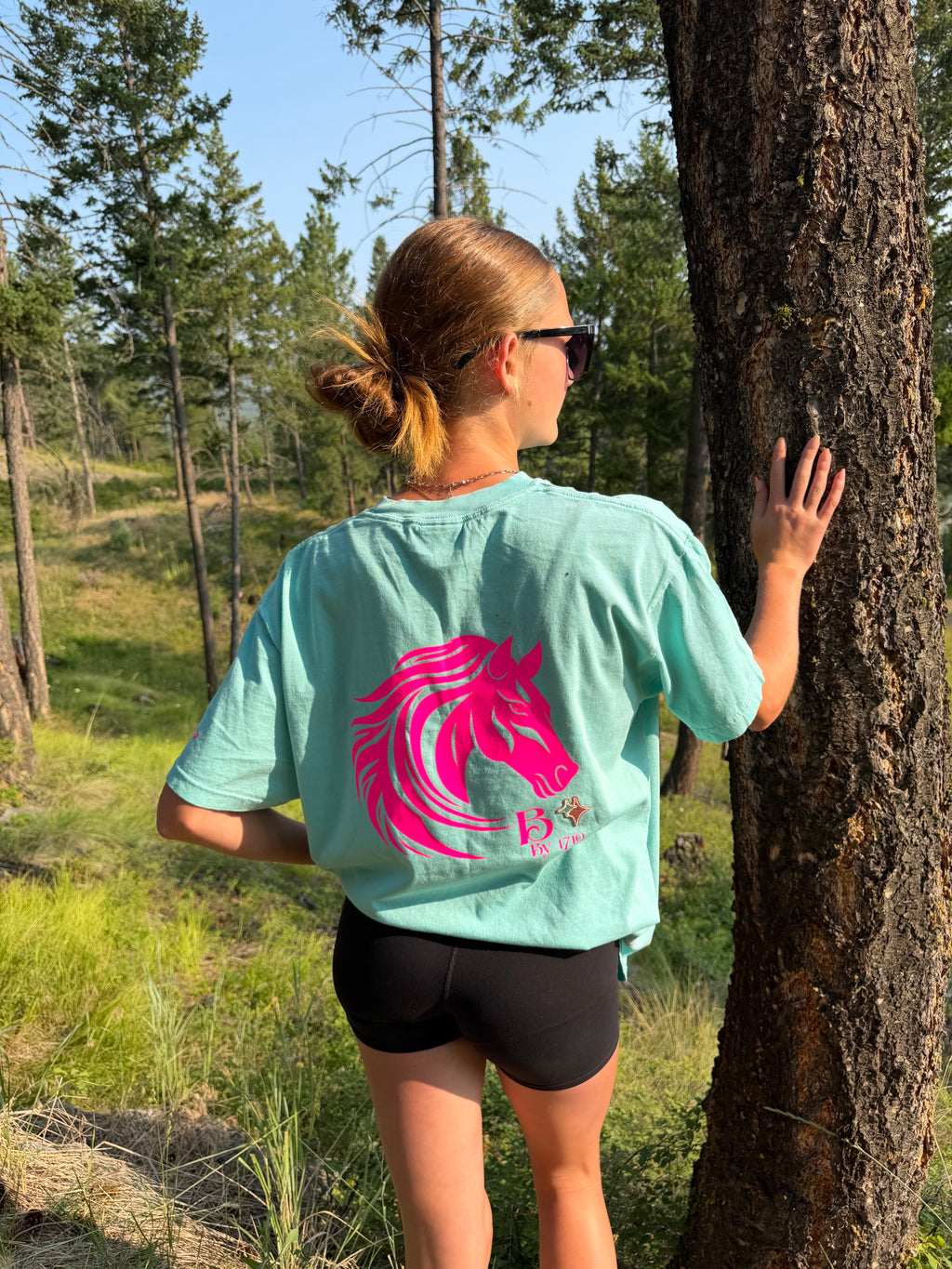 Flower Sparkle Teal Oversized Tee