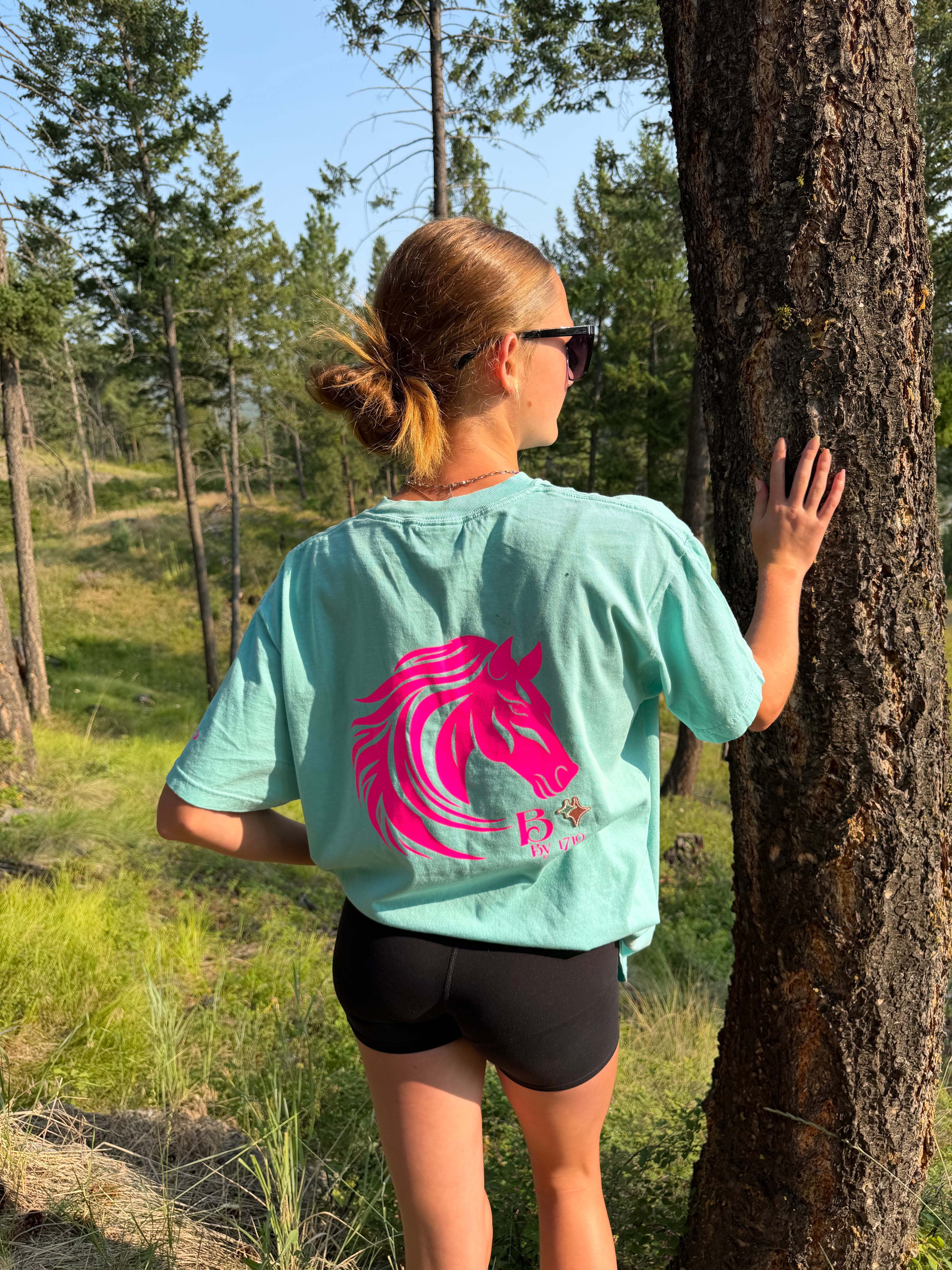 Flower Sparkle Teal Oversized Tee