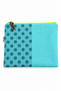 Aqua Patches Small Flat Zip
