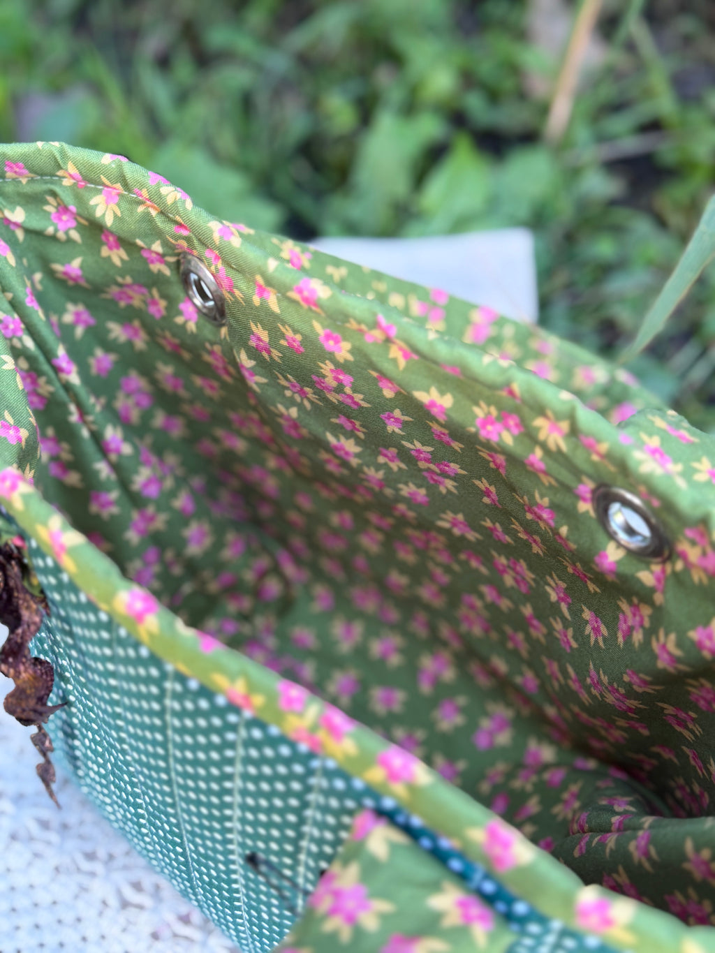 Sage Flower Mini Bucket Bag