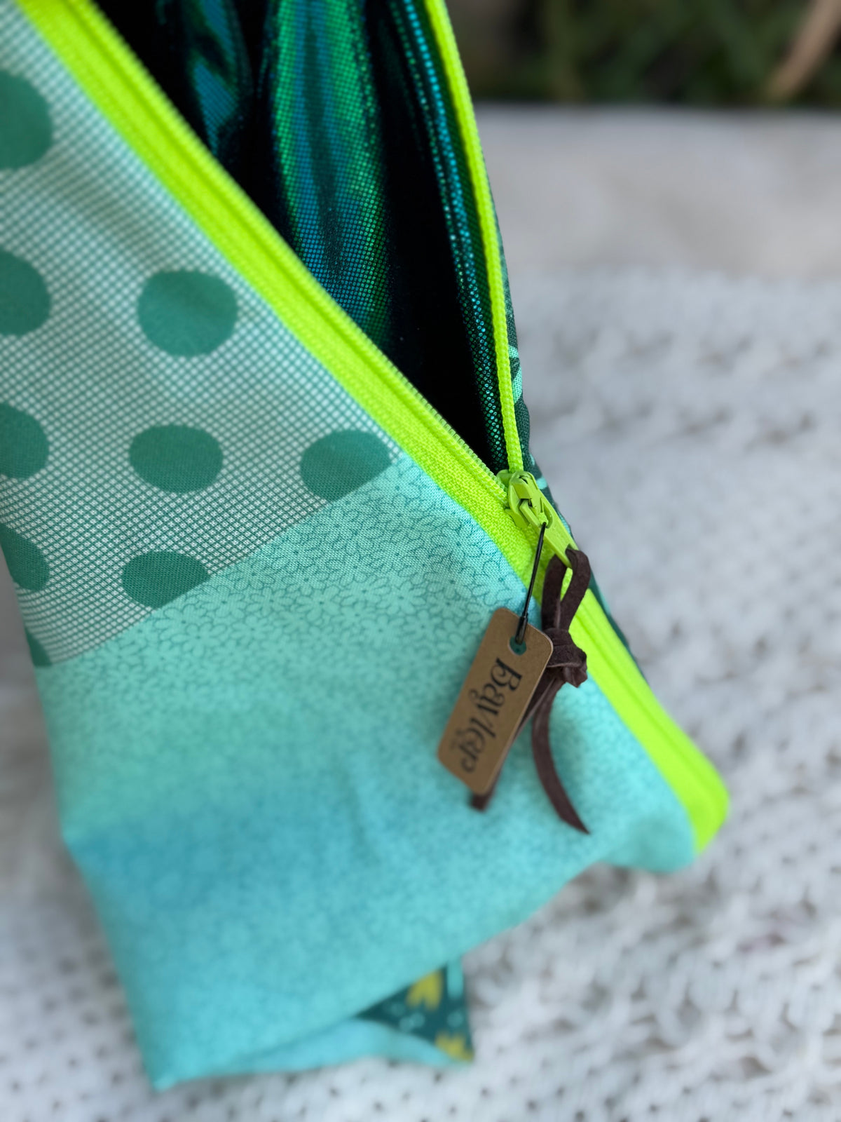Aqua Patches Small Flat Zip