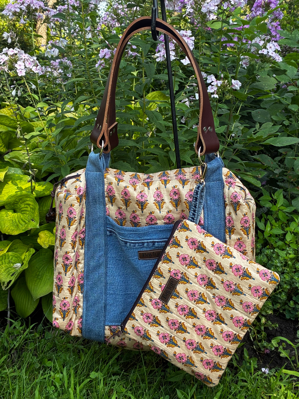 Boho Bell Bottom Denim Weekender Duffle Set
