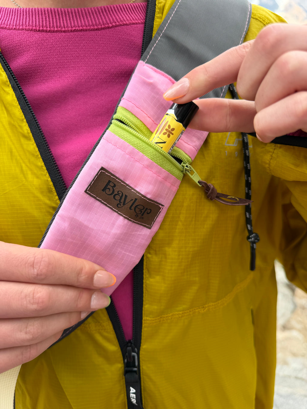 Pink & Gray Hiking Crossbody