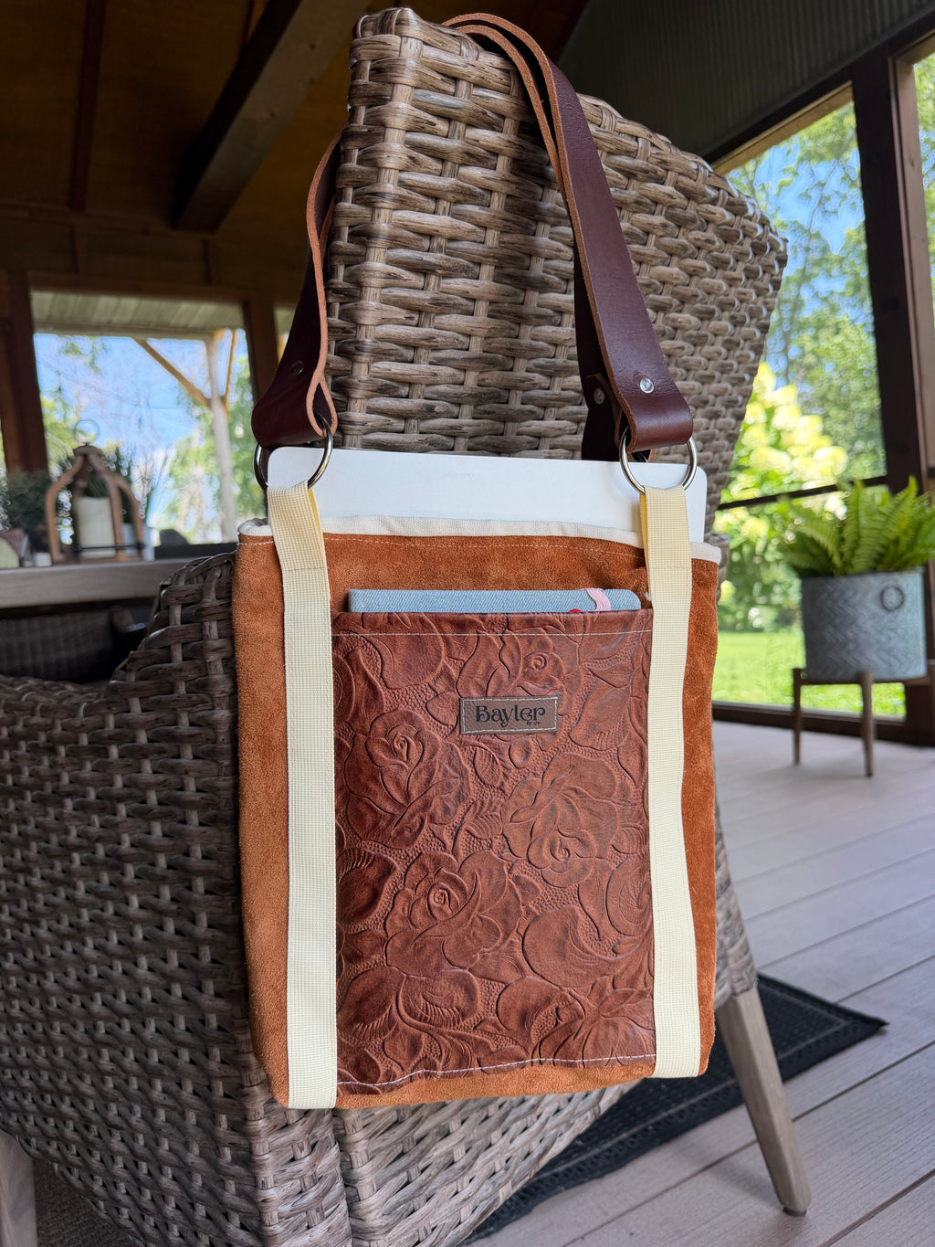 Brown Leather & Suede Small Tote