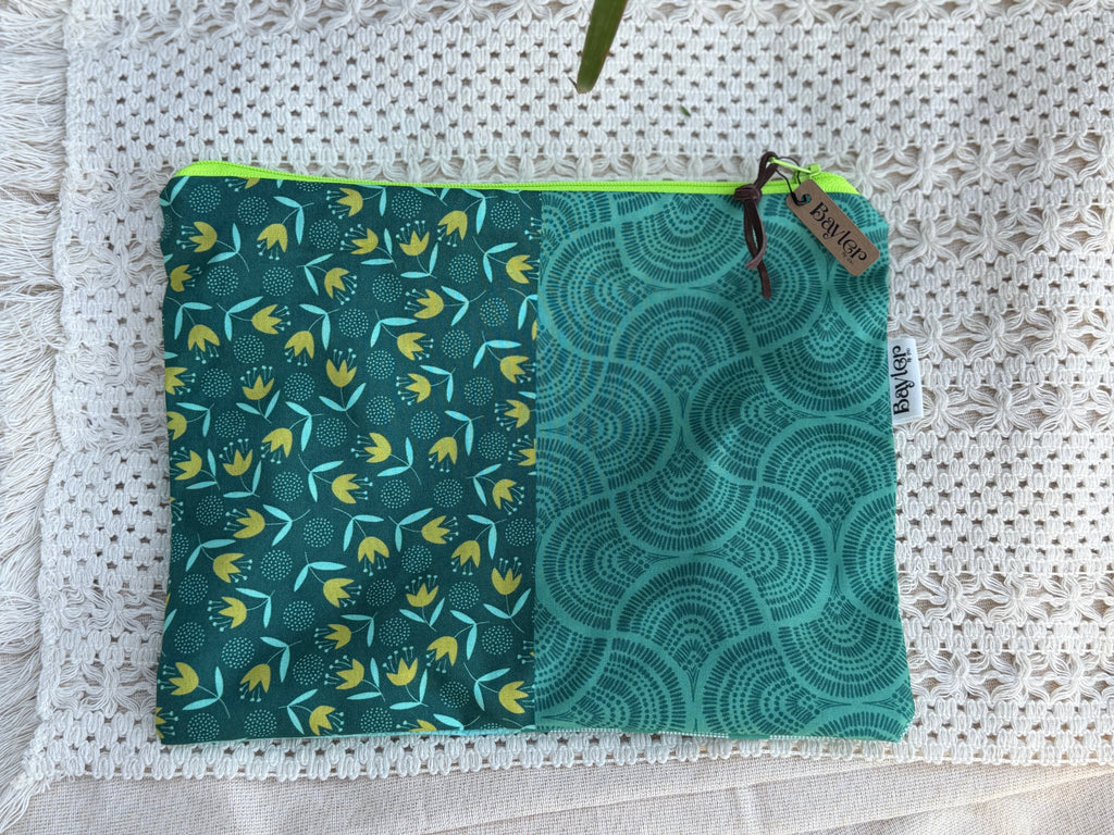 Aqua Patches Small Flat Zip