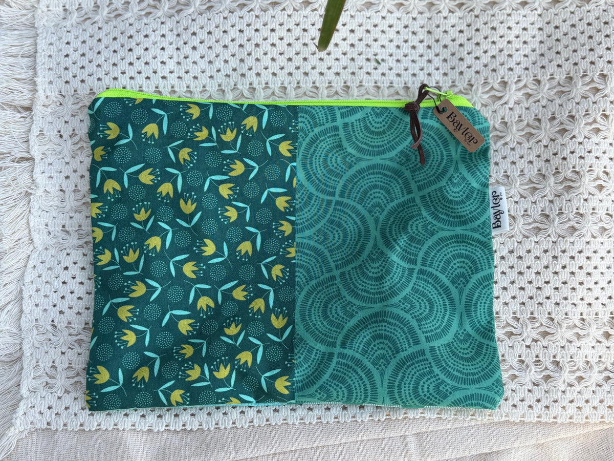 Aqua Patches Small Flat Zip