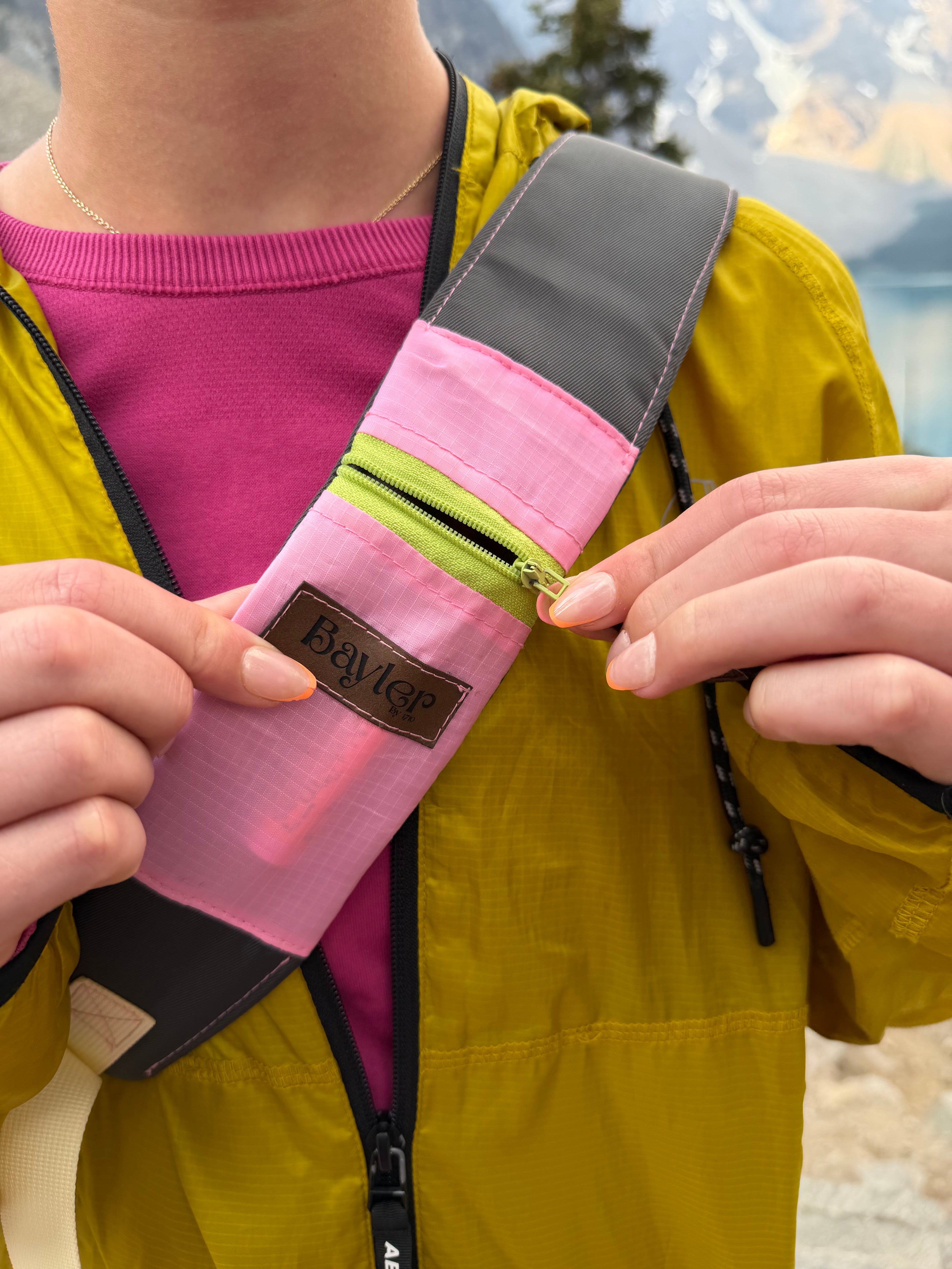 Pink & Gray Hiking Crossbody