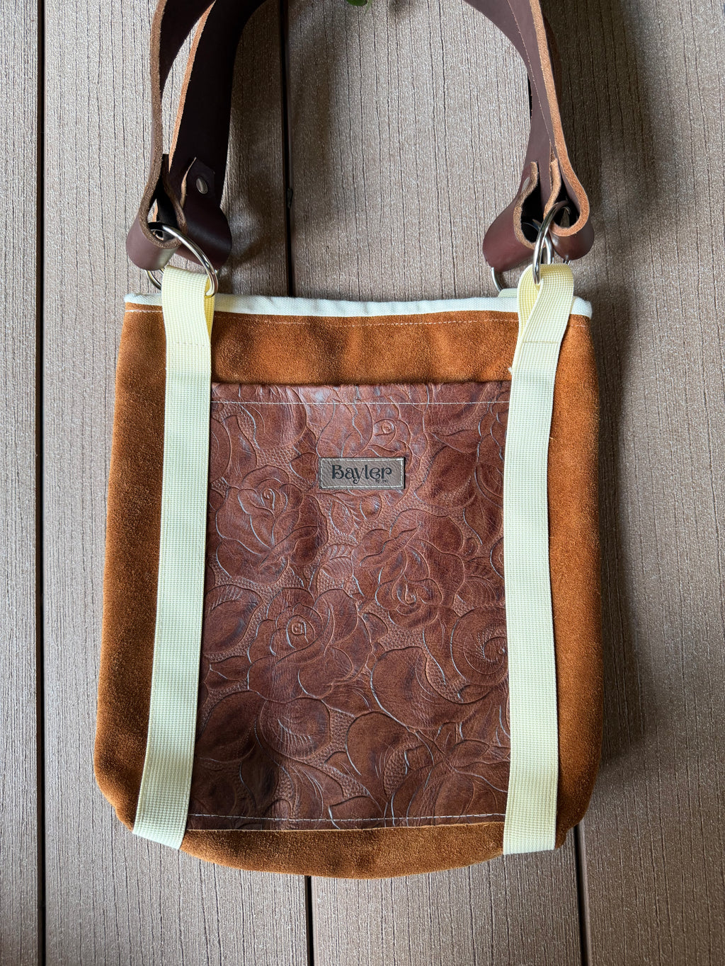 Brown Leather & Suede Small Tote
