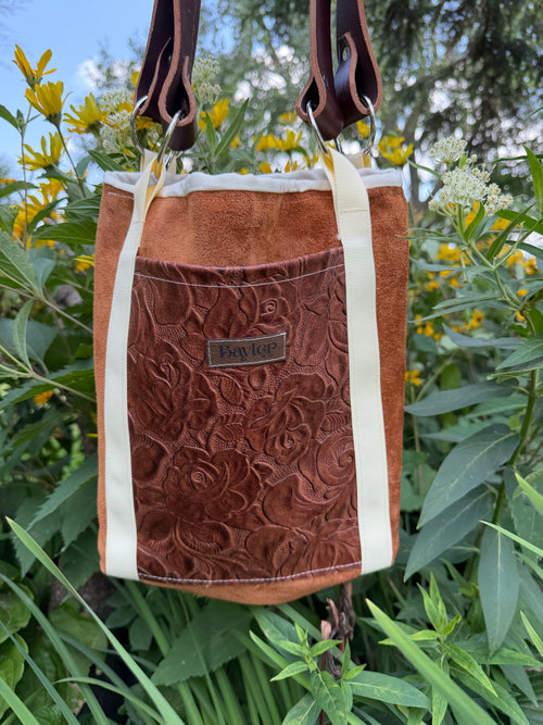 Brown Leather & Suede Small Tote