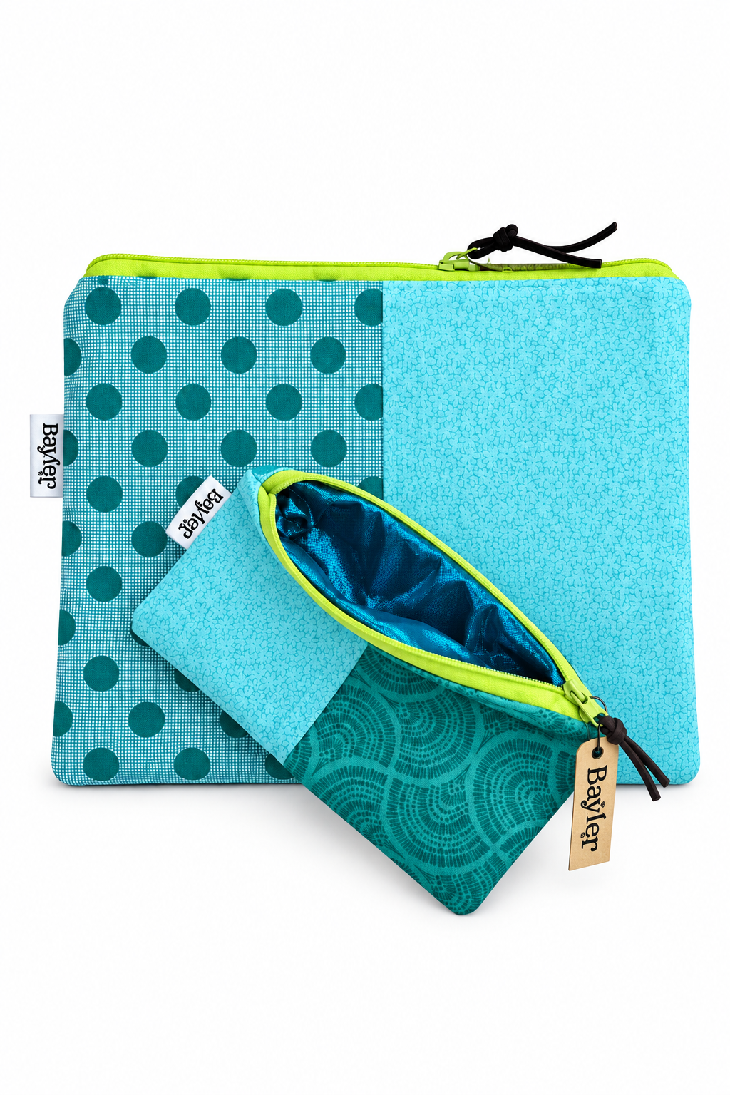 Aqua Patches Mini Flat Zip