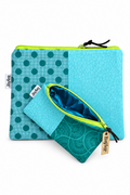 Aqua Patches Mini Flat Zip