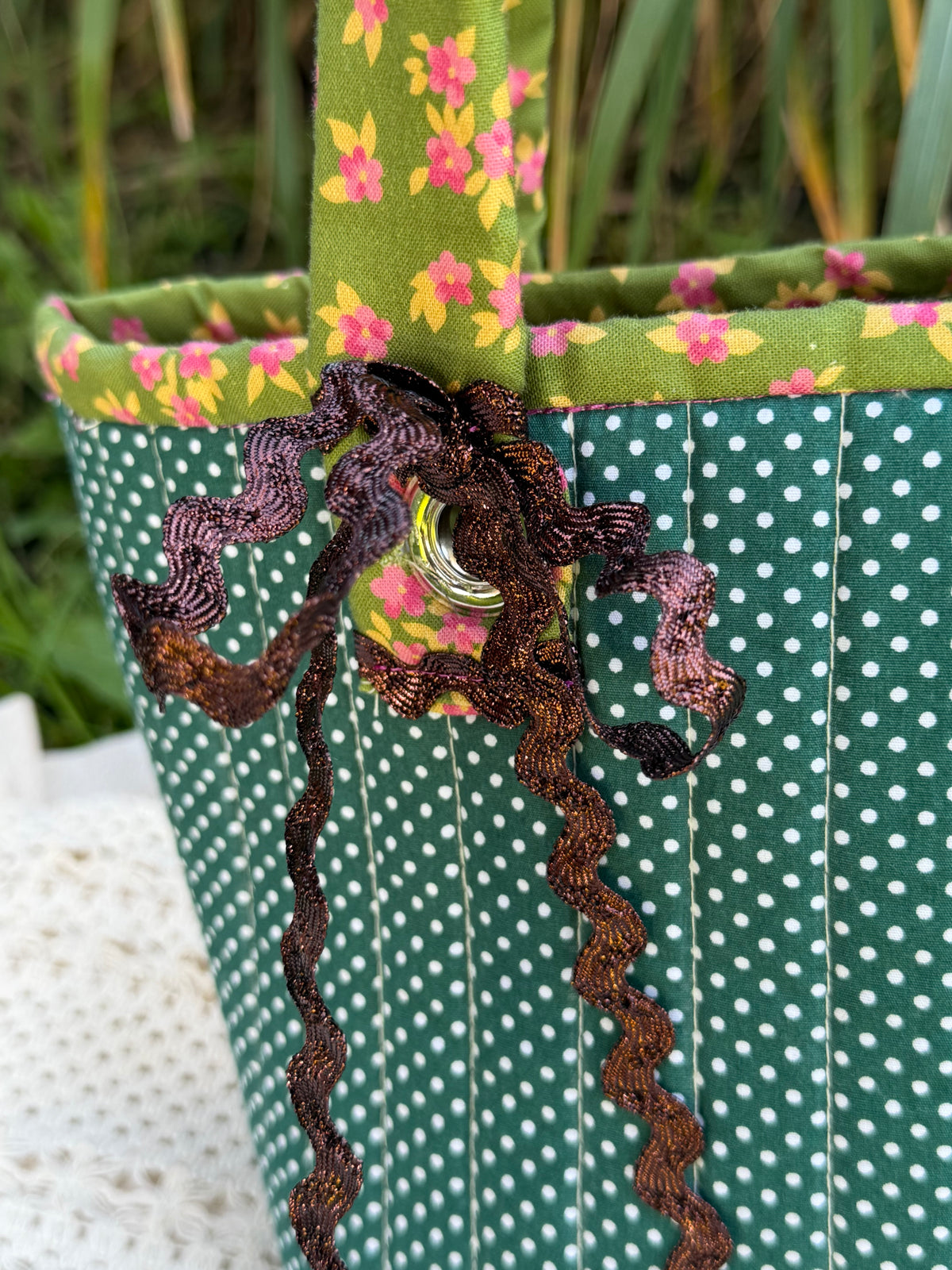 Sage Flower Mini Bucket Bag