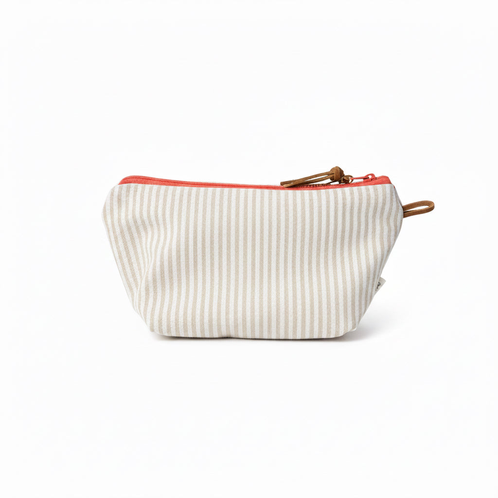 Coral Stripe Small Pouch