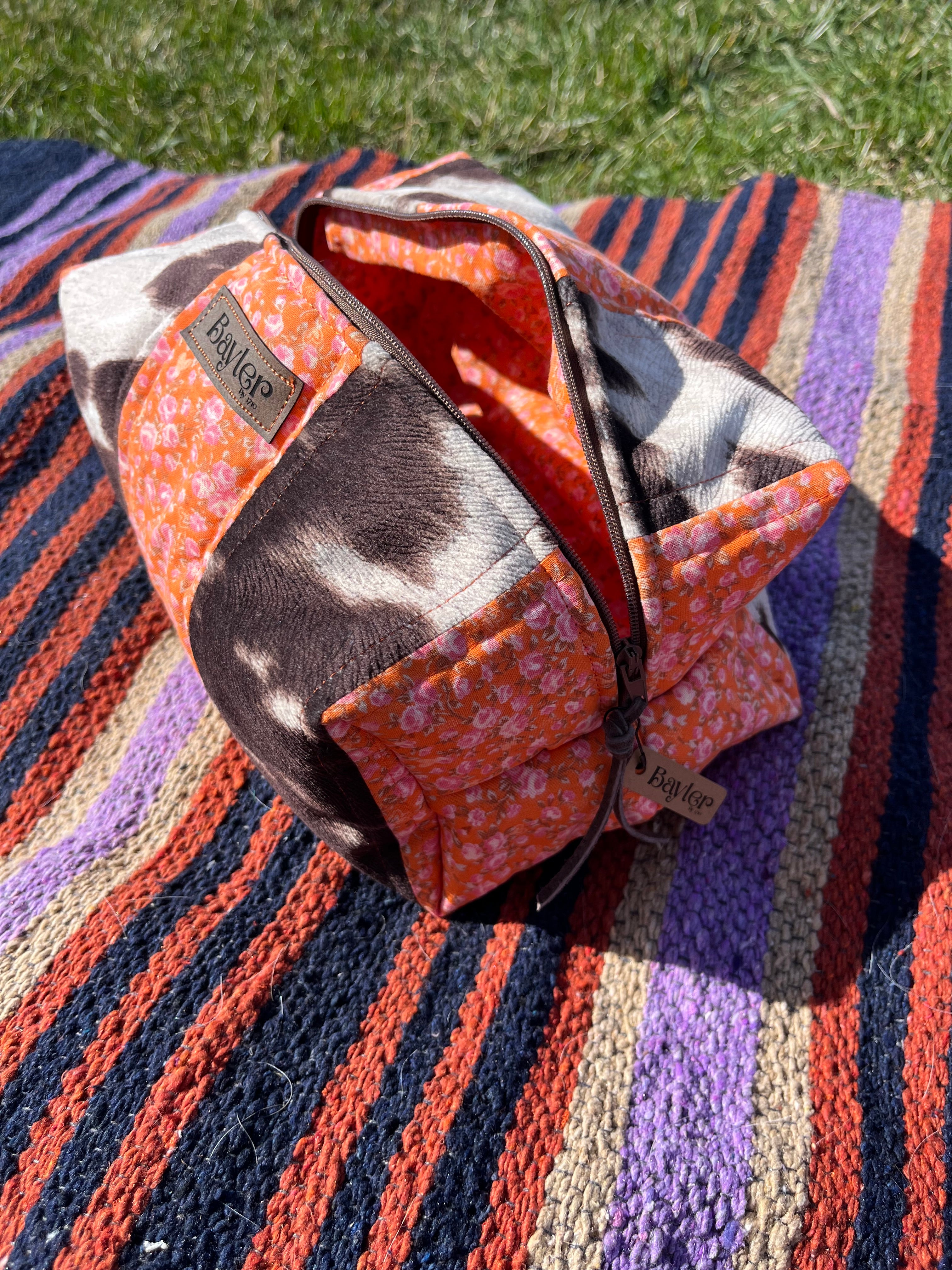 Orange Cow Flower Pouch