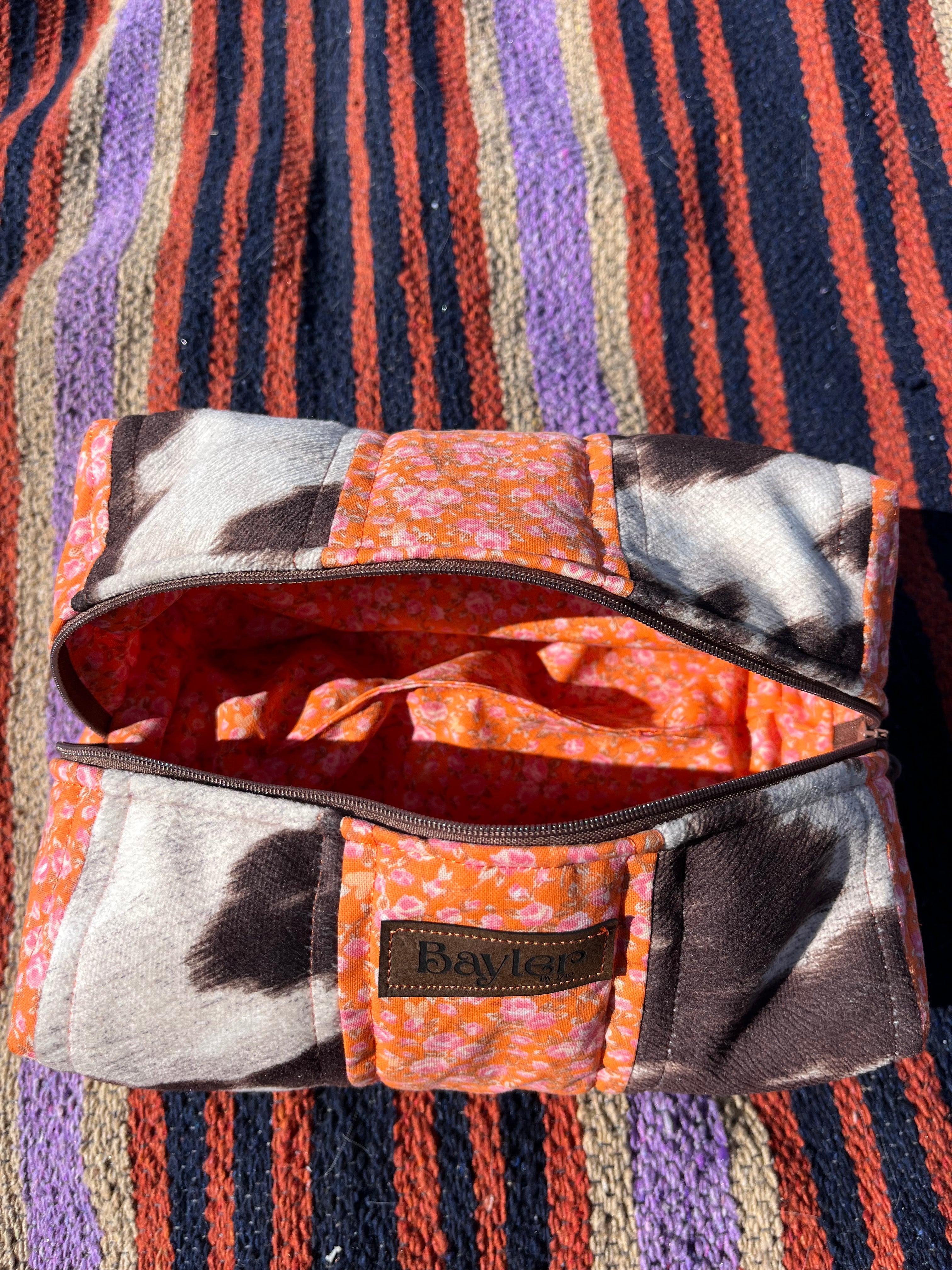 Orange Cow Flower Pouch