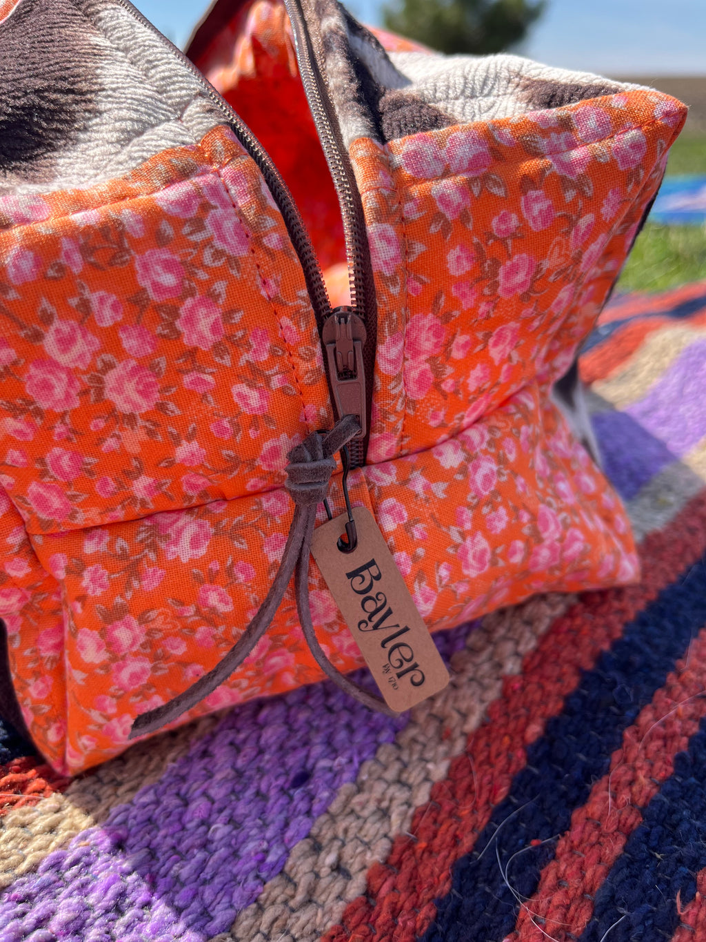 Orange Cow Flower Pouch