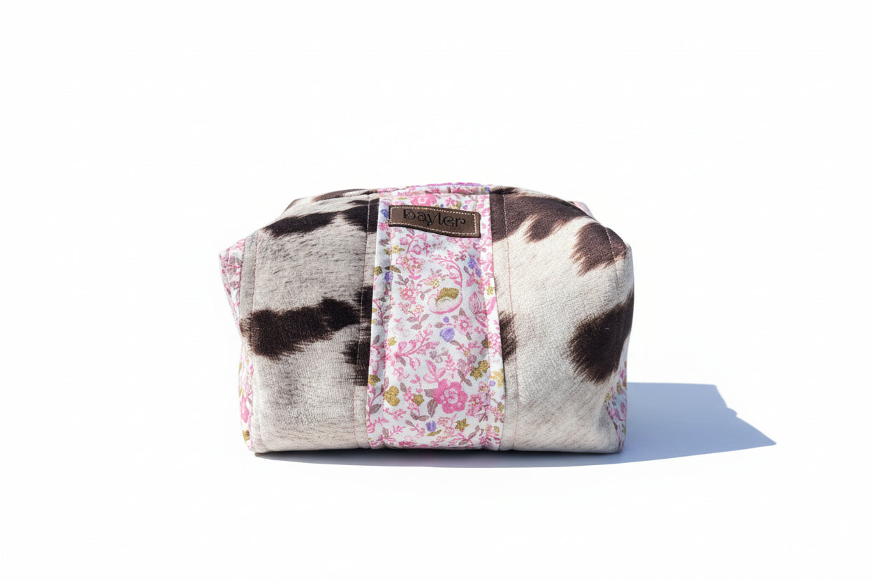 Pink & Purple Cow Flower Pouch