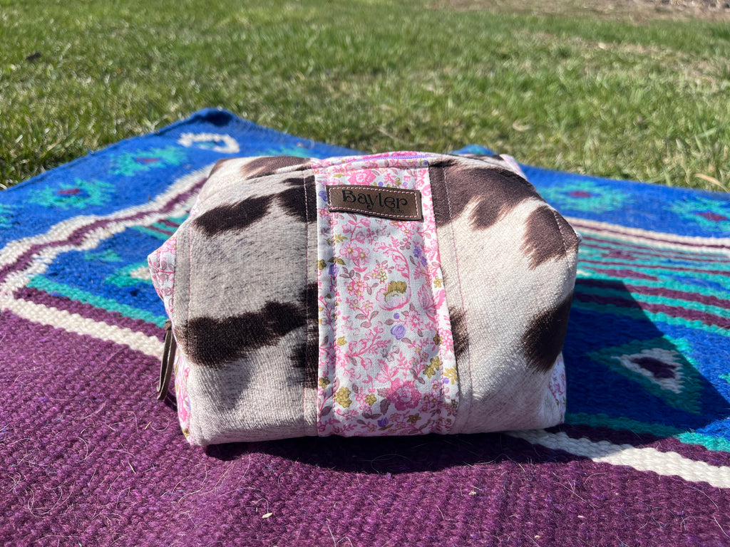 Pink & Purple Cow Flower Pouch