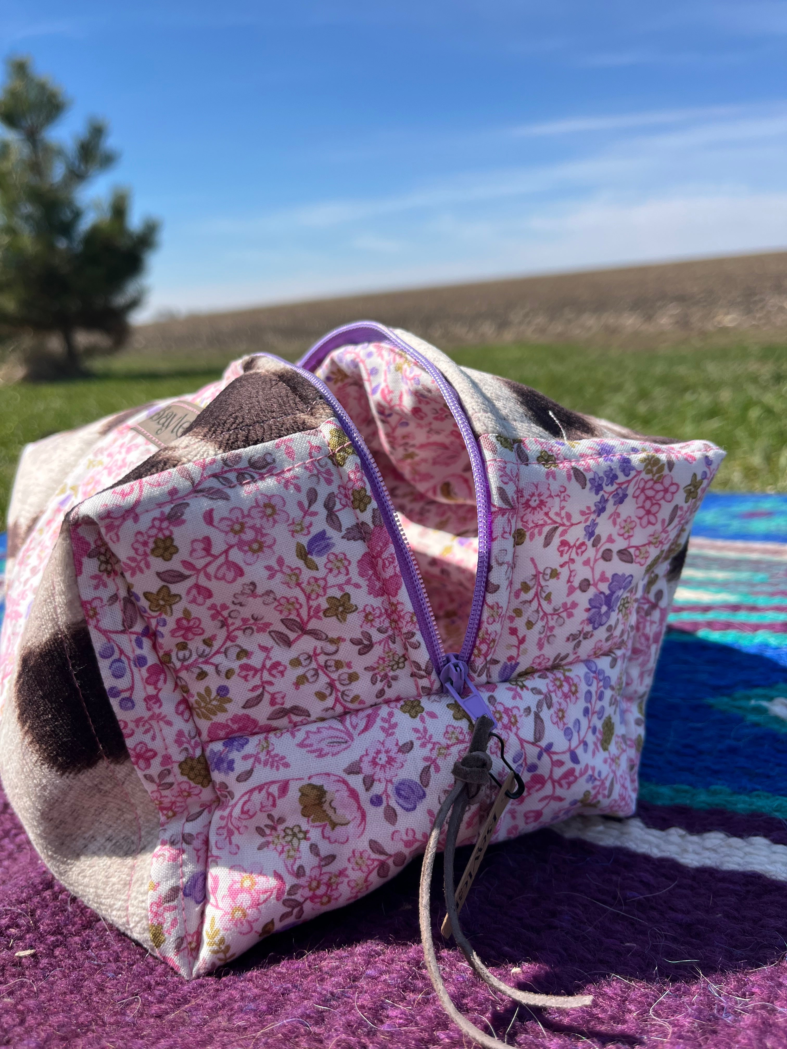 Pink & Purple Cow Flower Pouch