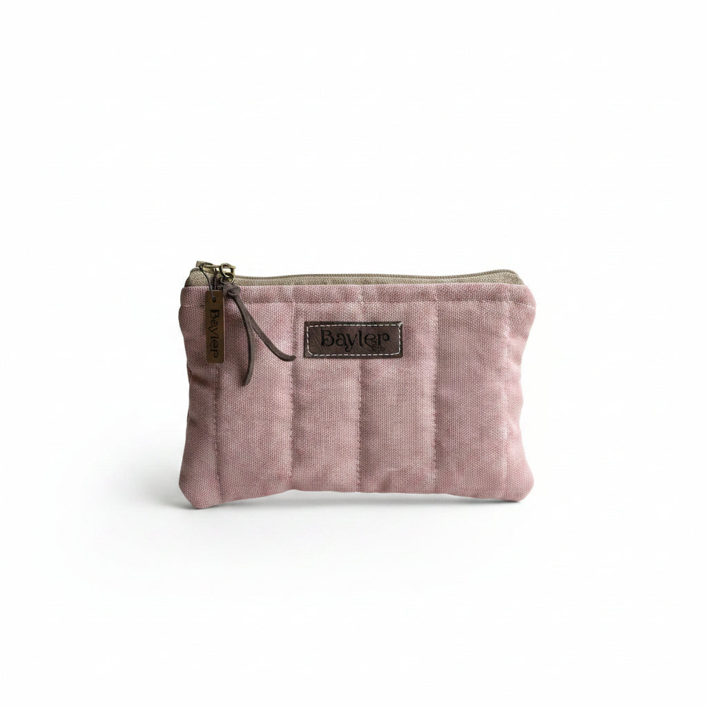 Washed Pink Small Flat Zip Pouch