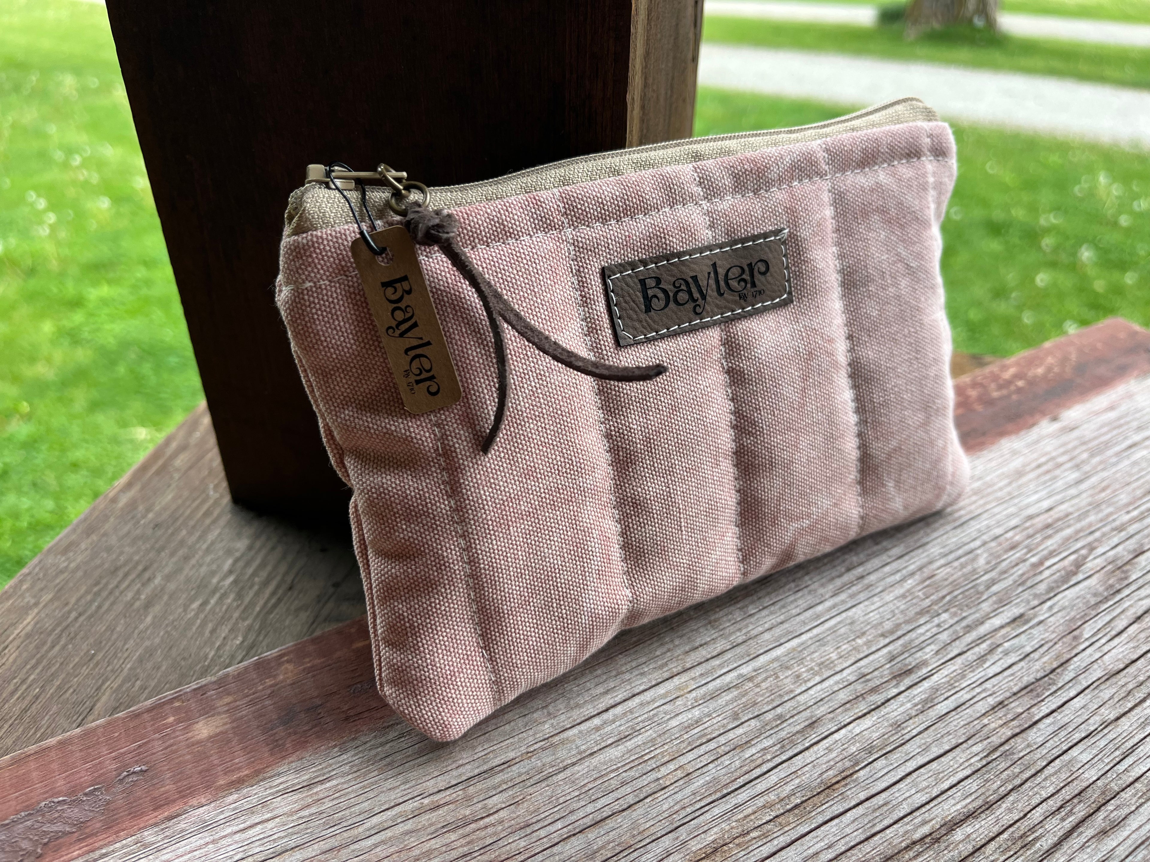 Washed Pink Small Flat Zip Pouch