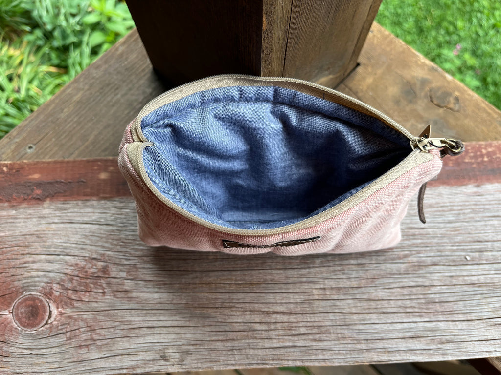 Washed Pink Small Flat Zip Pouch