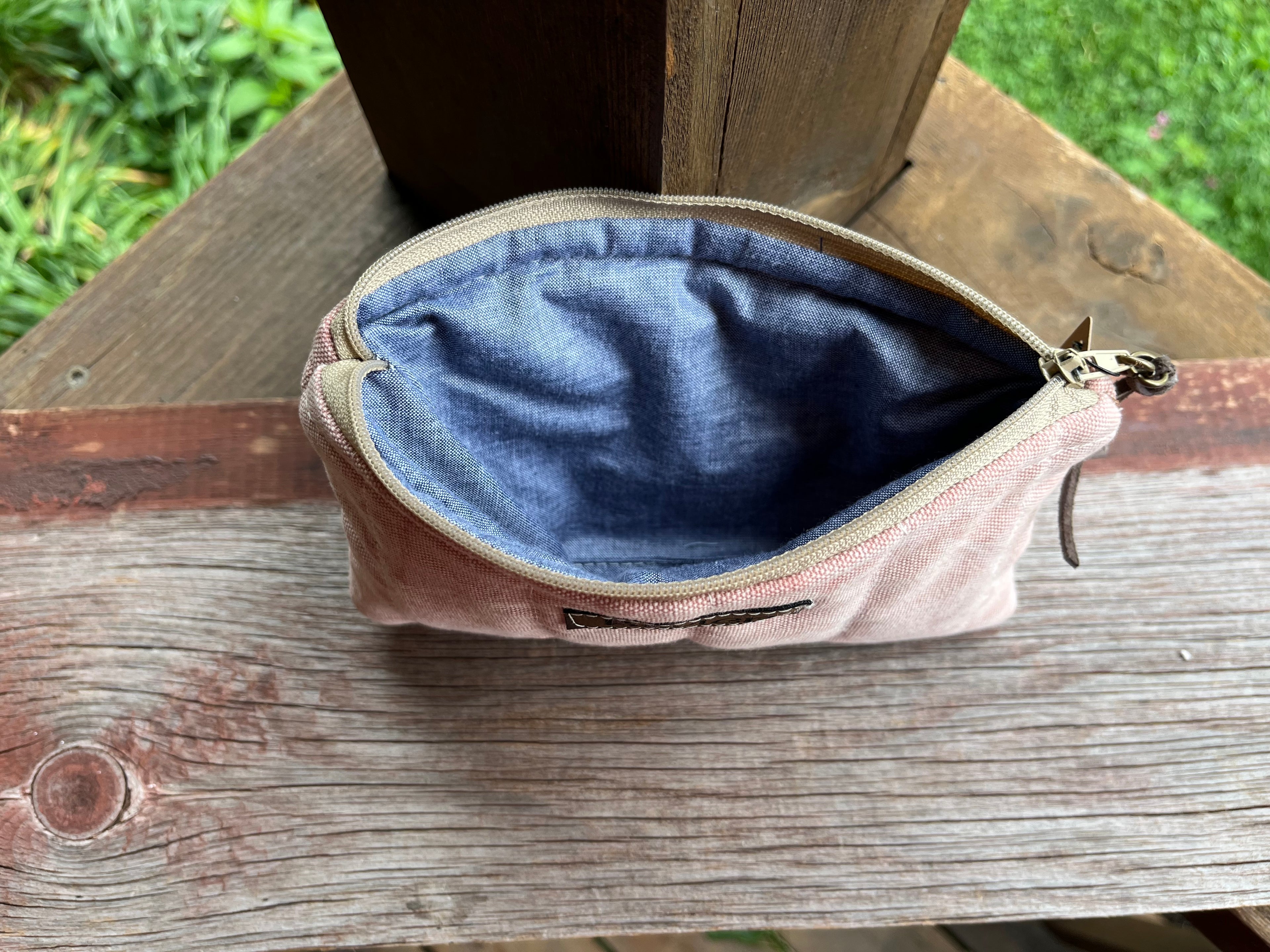 Washed Pink Small Flat Zip Pouch
