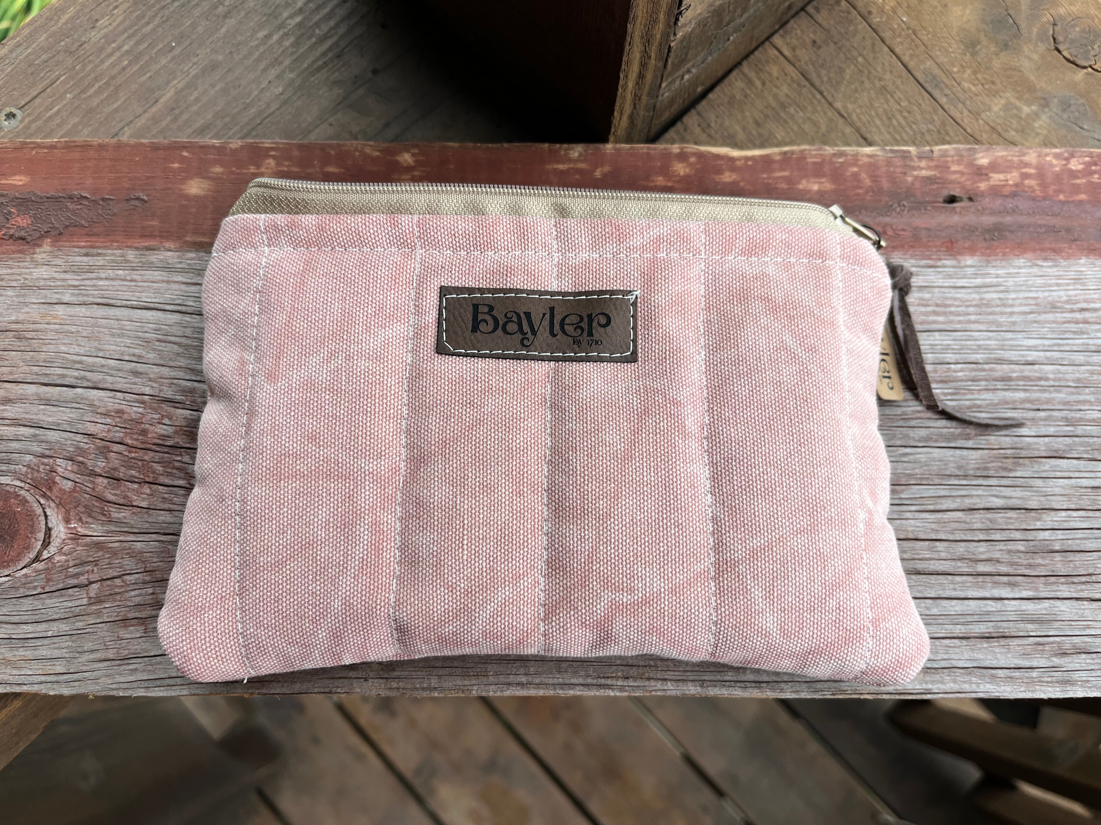 Washed Pink Small Flat Zip Pouch