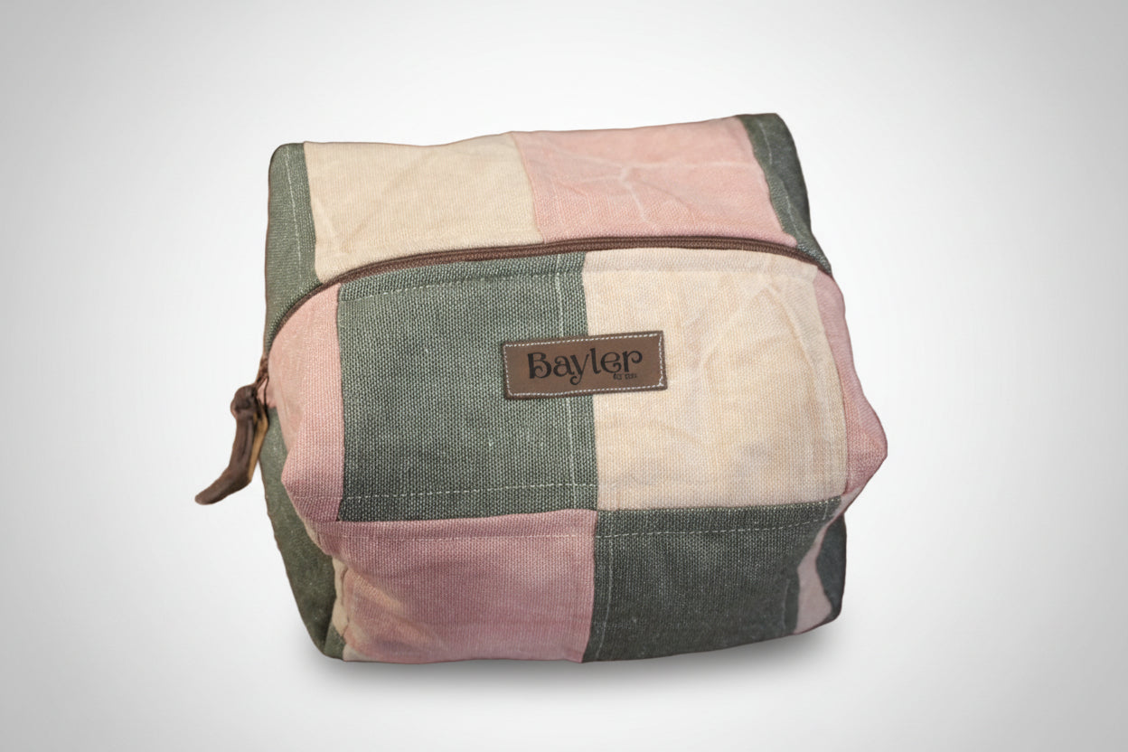 Color Block Patch Work Pouch