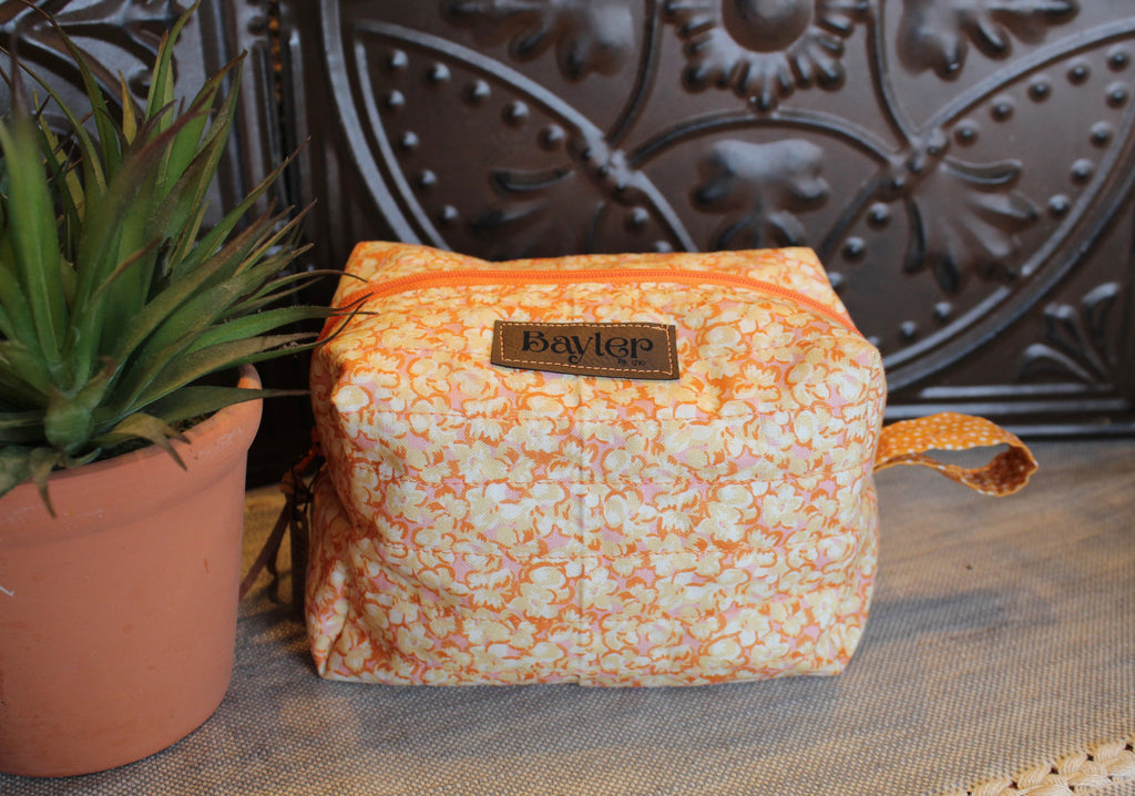 Orange Flower Dot Small Pouch