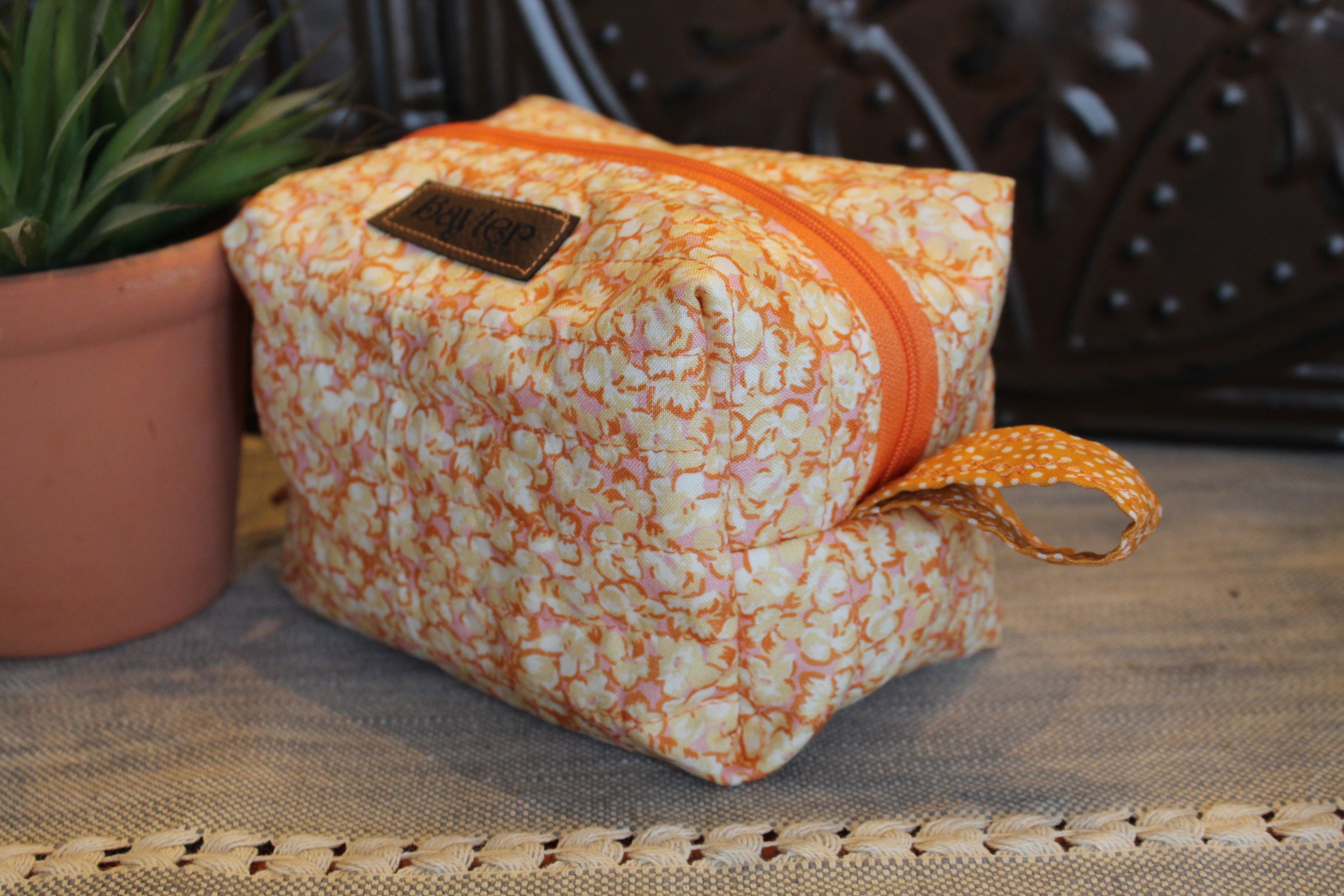 Orange Flower Dot Small Pouch
