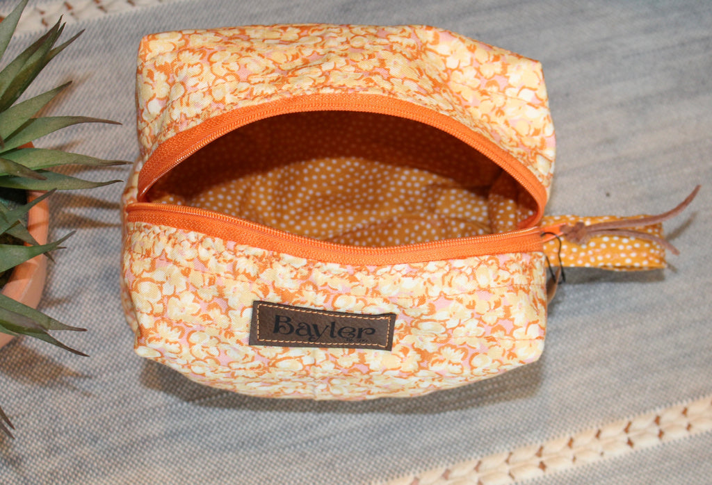 Orange Flower Dot Small Pouch
