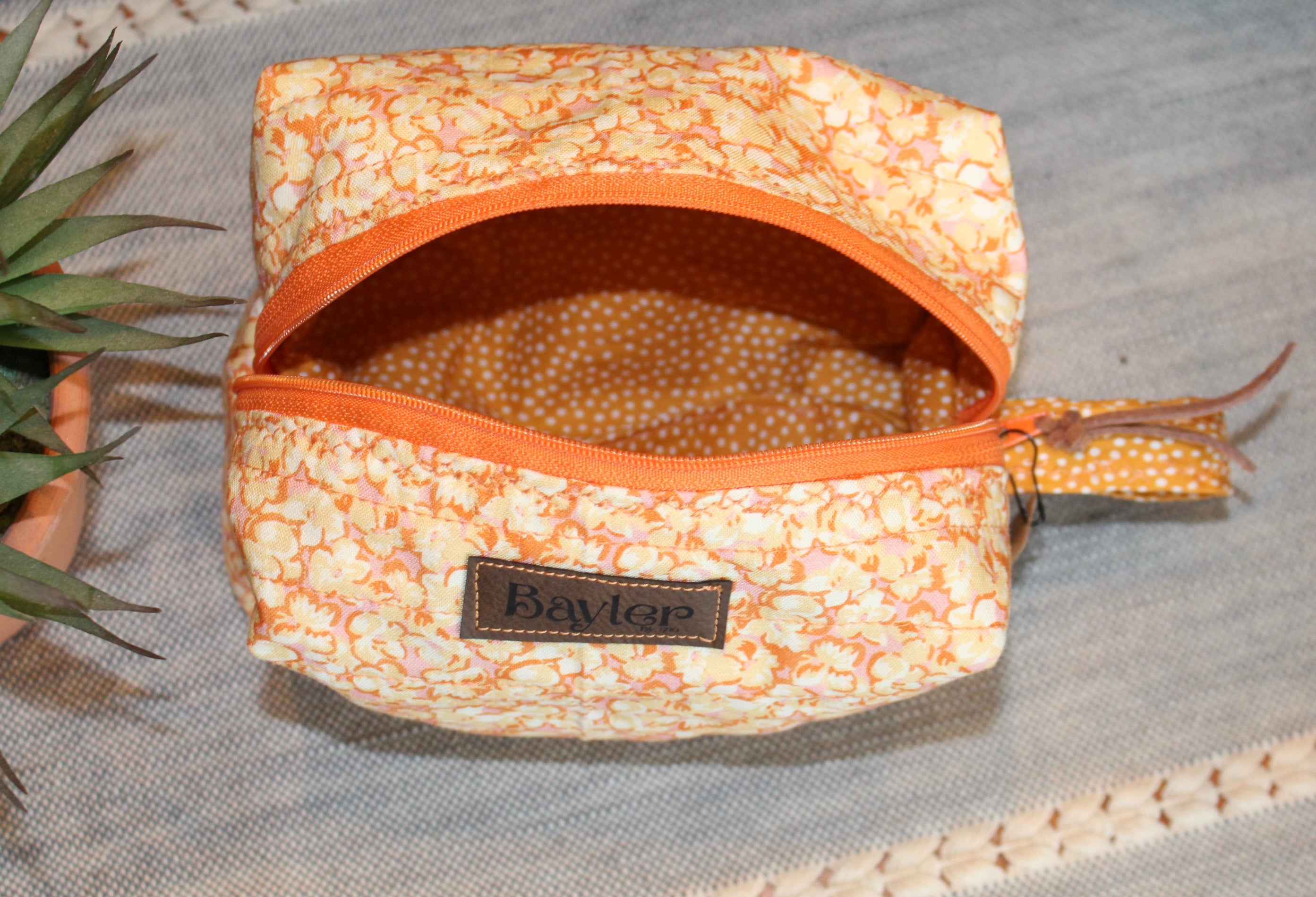 Orange Flower Dot Small Pouch