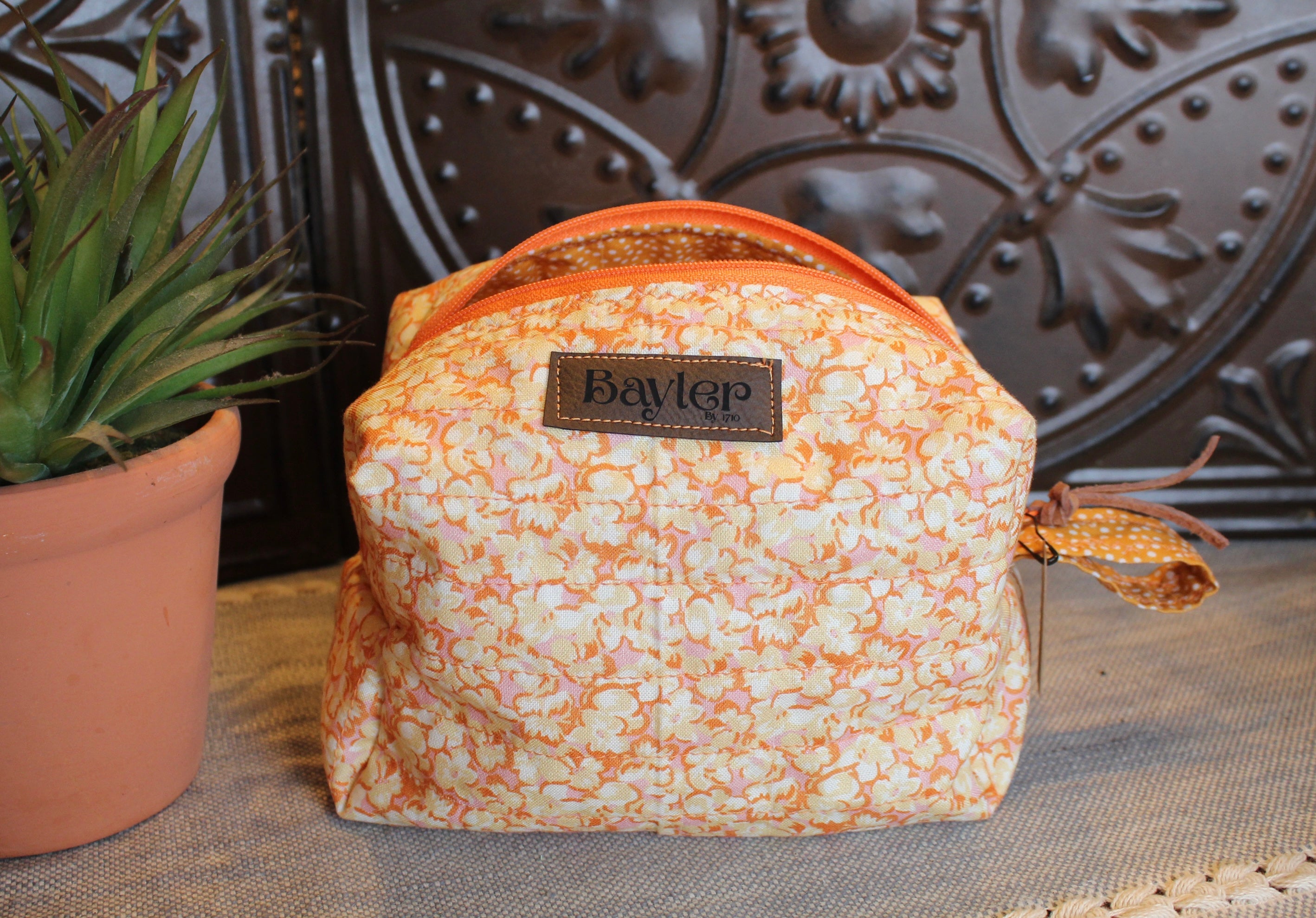 Orange Flower Dot Small Pouch